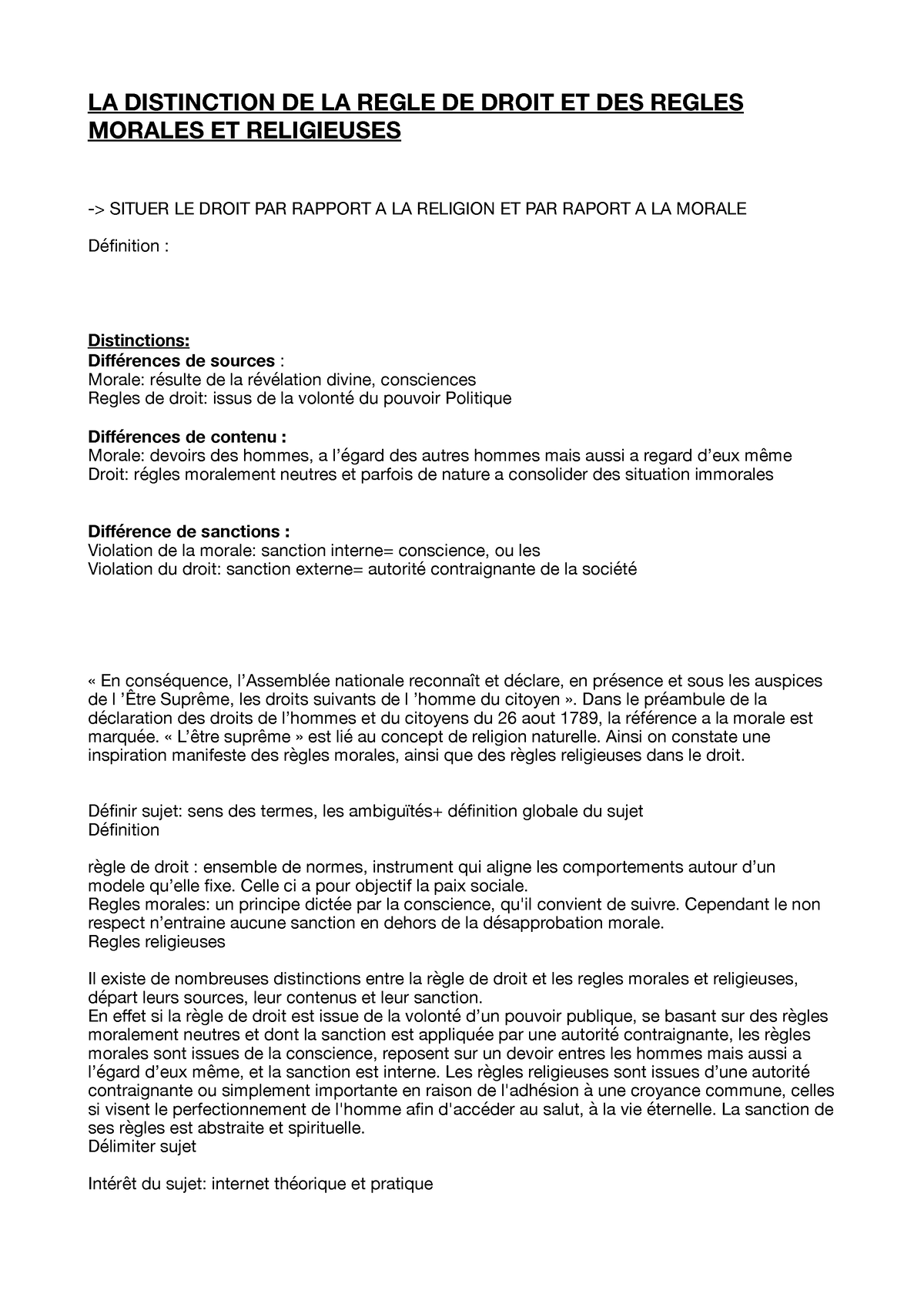 Td Civil 5 Et 7 - Plan De Devoir Maison - LA DISTINCTION DE LA REGLE DE ...