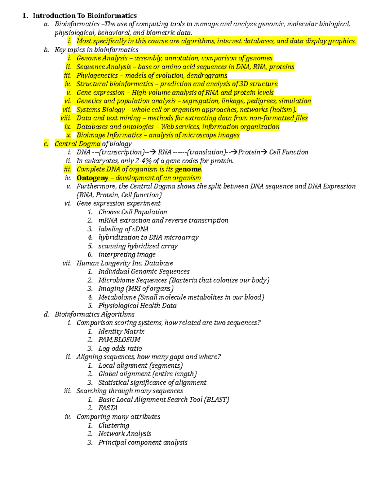 bioinformatics assignments