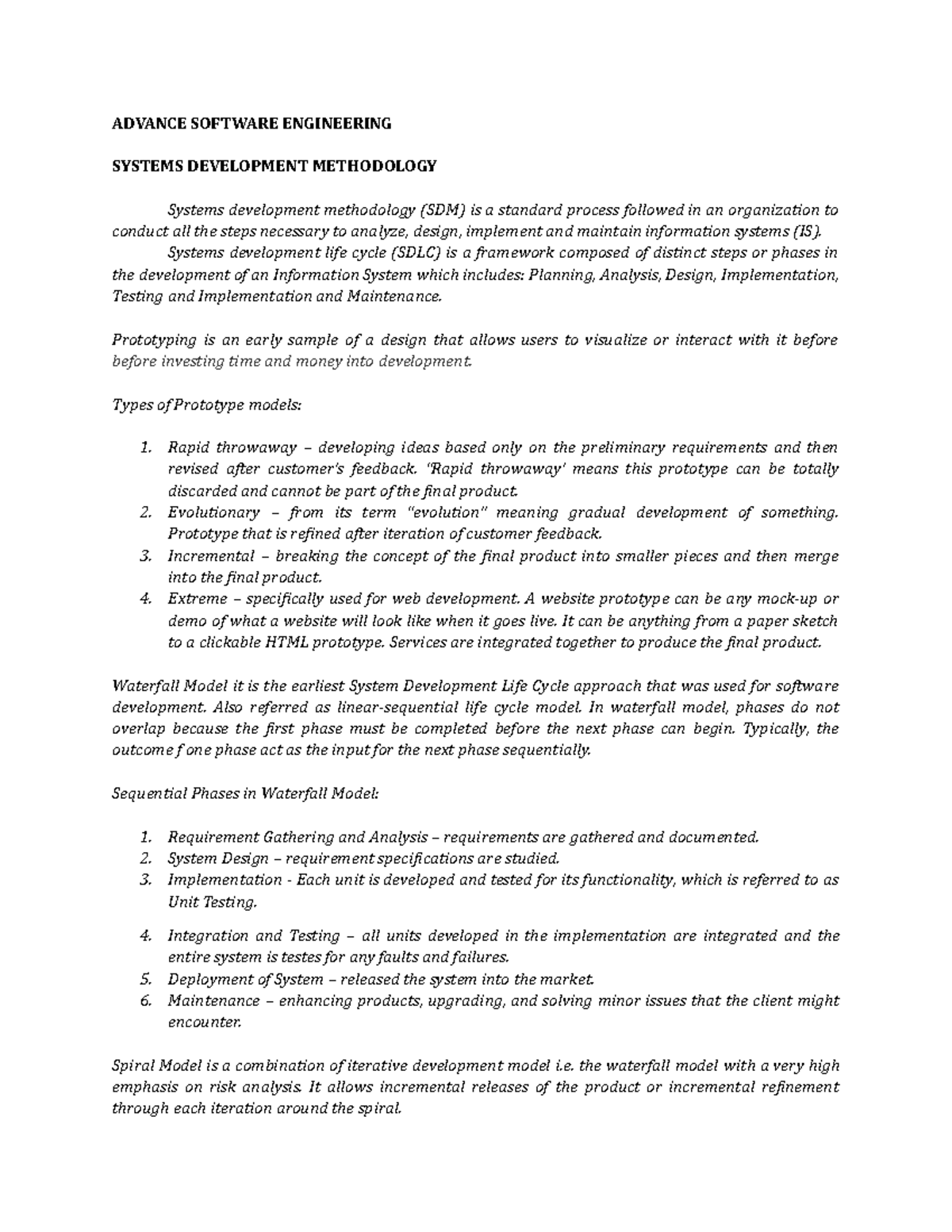 ADV Software Engineering - Systems Development Methodology - ADVANCE ...