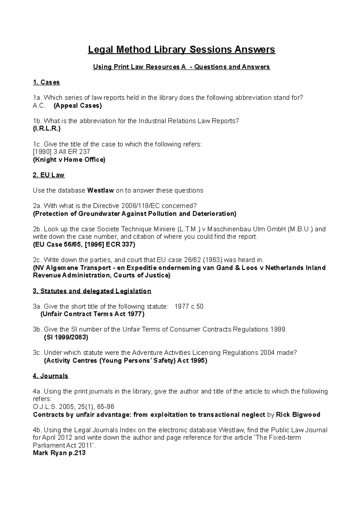 Legal Method Library Exercise Answers 2018-19 - Legal Method Library ...