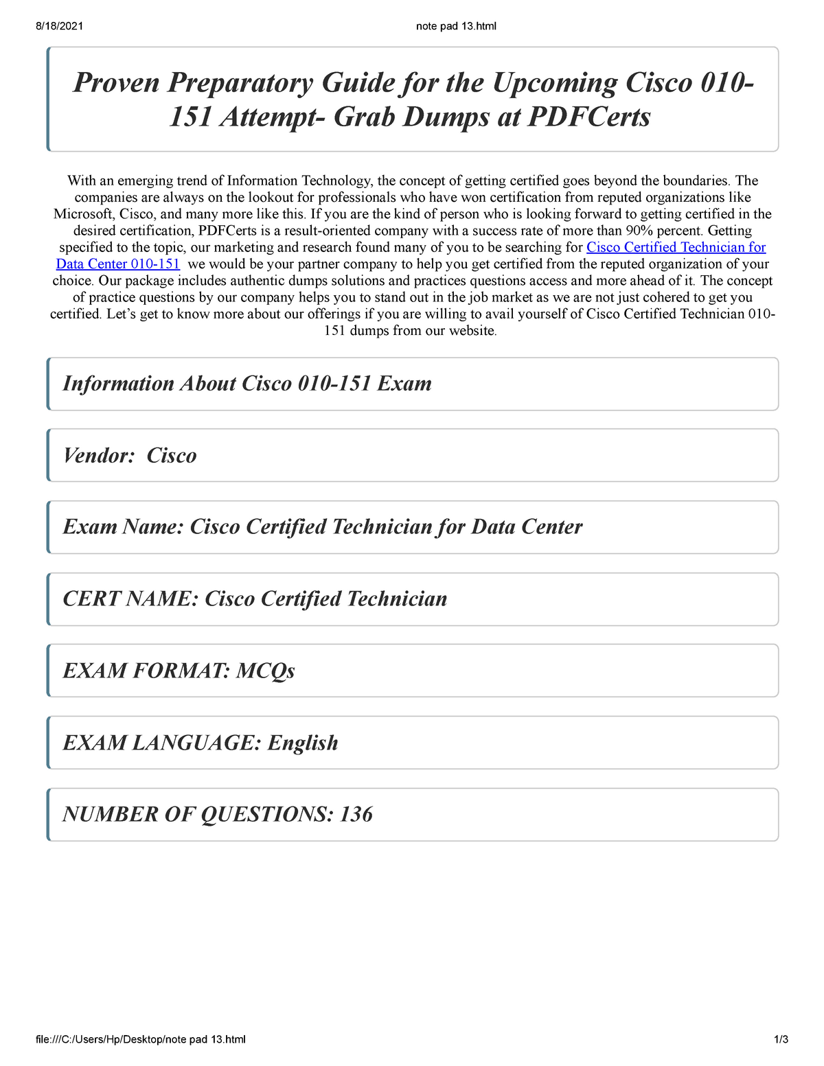 010-151 Certification Test Questions