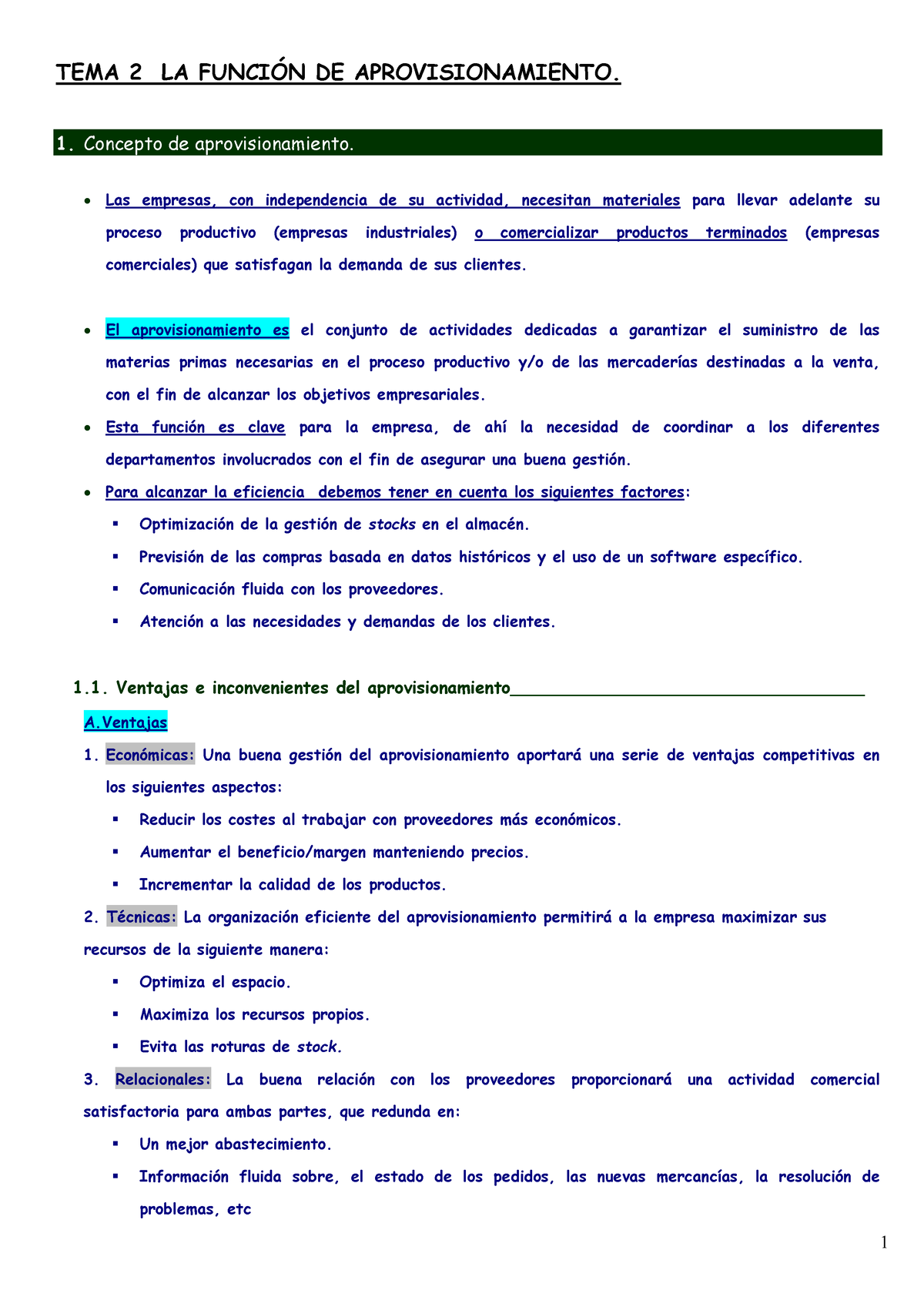 Tema 2 Gestión Logística Tema 2 La FunciÓn De Aprovisionamiento 1 Concepto De 0661