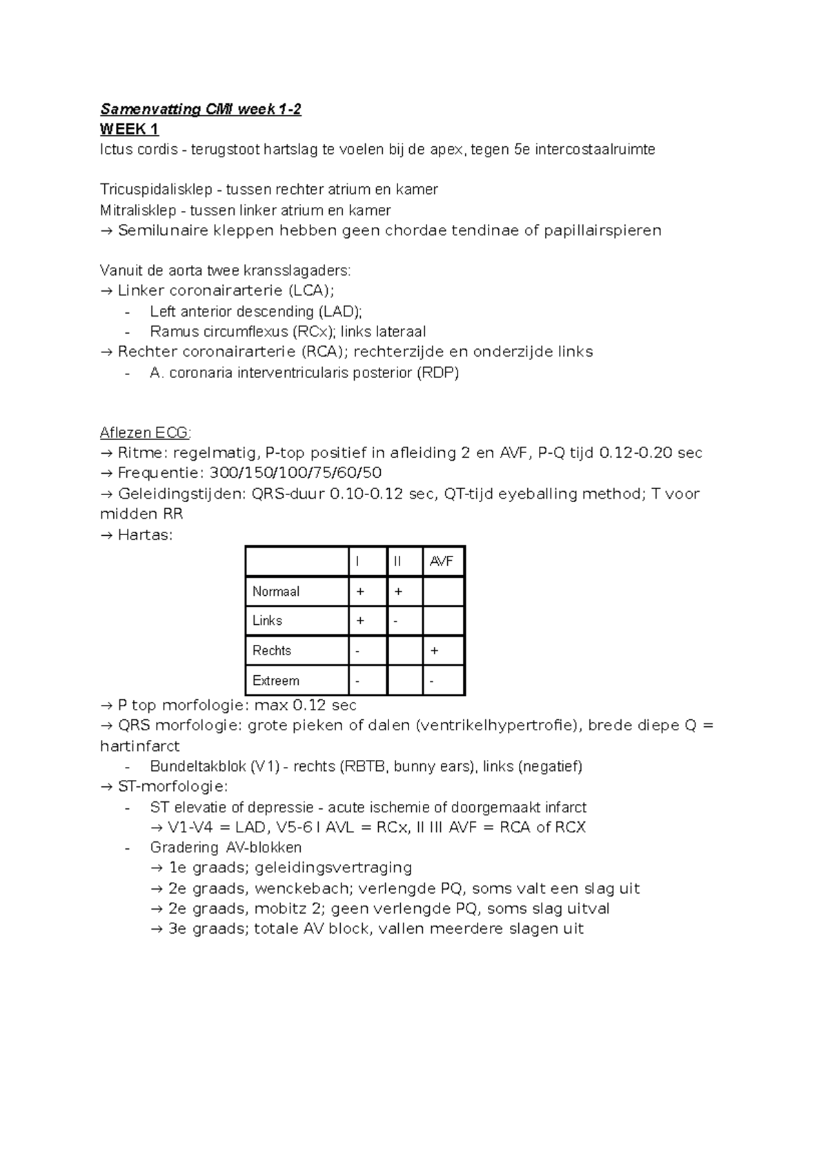 Samenvatting Cmi Week 1 2 Samenvatting Cmi Week 1 Week 1 Ictus Cordis Terugstoot Hartslag Te Studeersnel