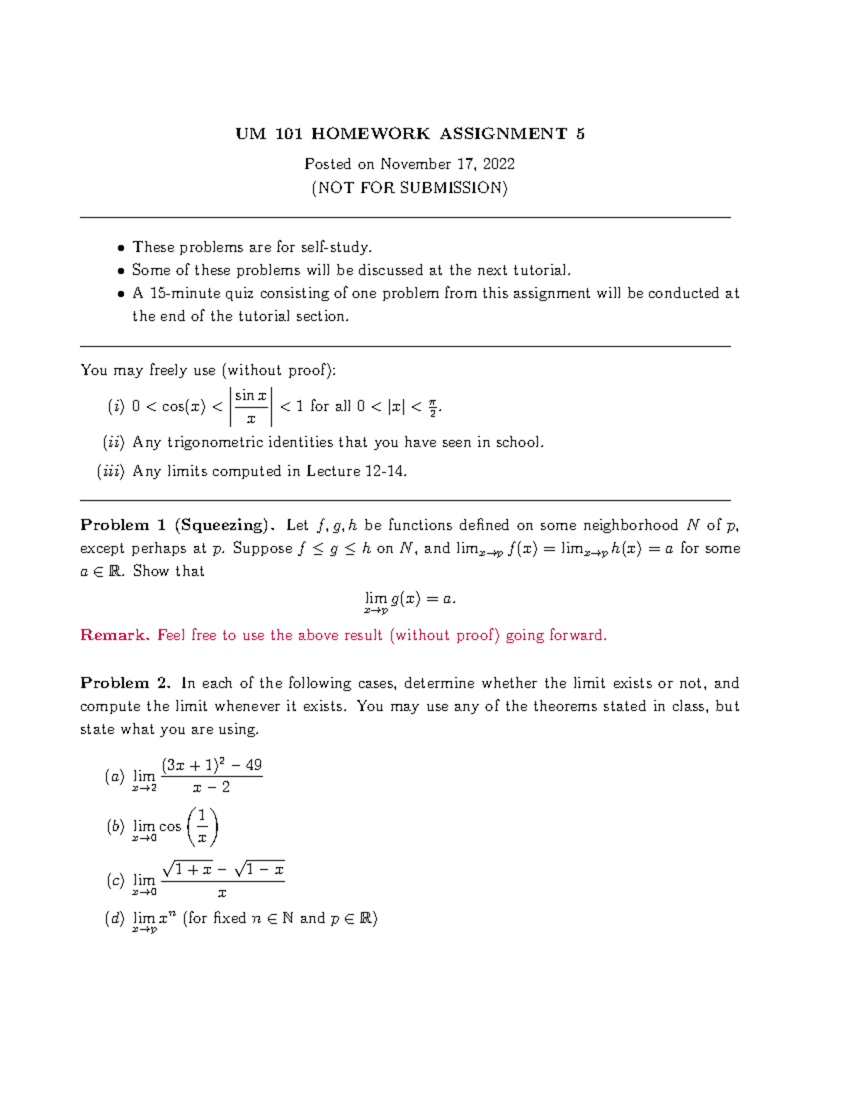 UM101 Assignment 05 - PRACTICE - UM 101 HOMEWORK ASSIGNMENT 5 Posted on ...