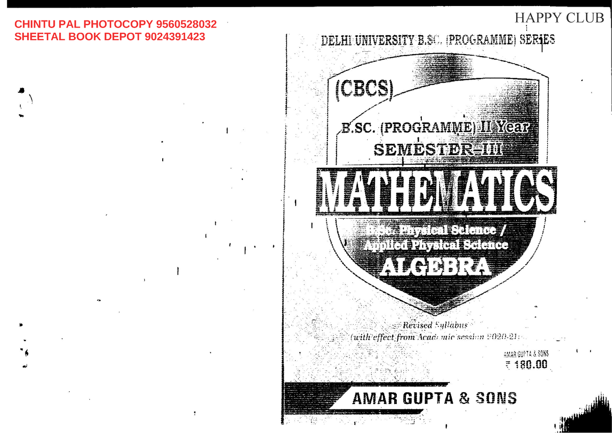 BSC Maths Prog Sem 3 - Bsc(H) Mathematics - Studocu