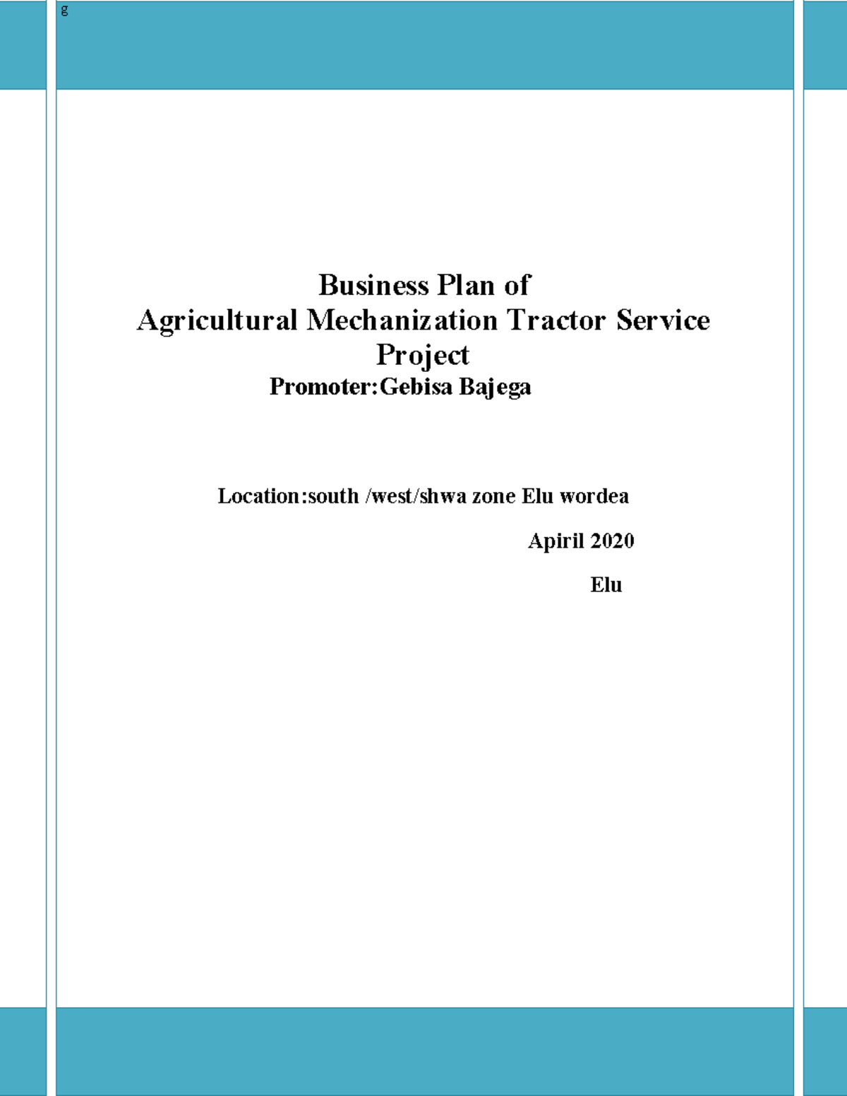 agricultural machinery business plan pdf