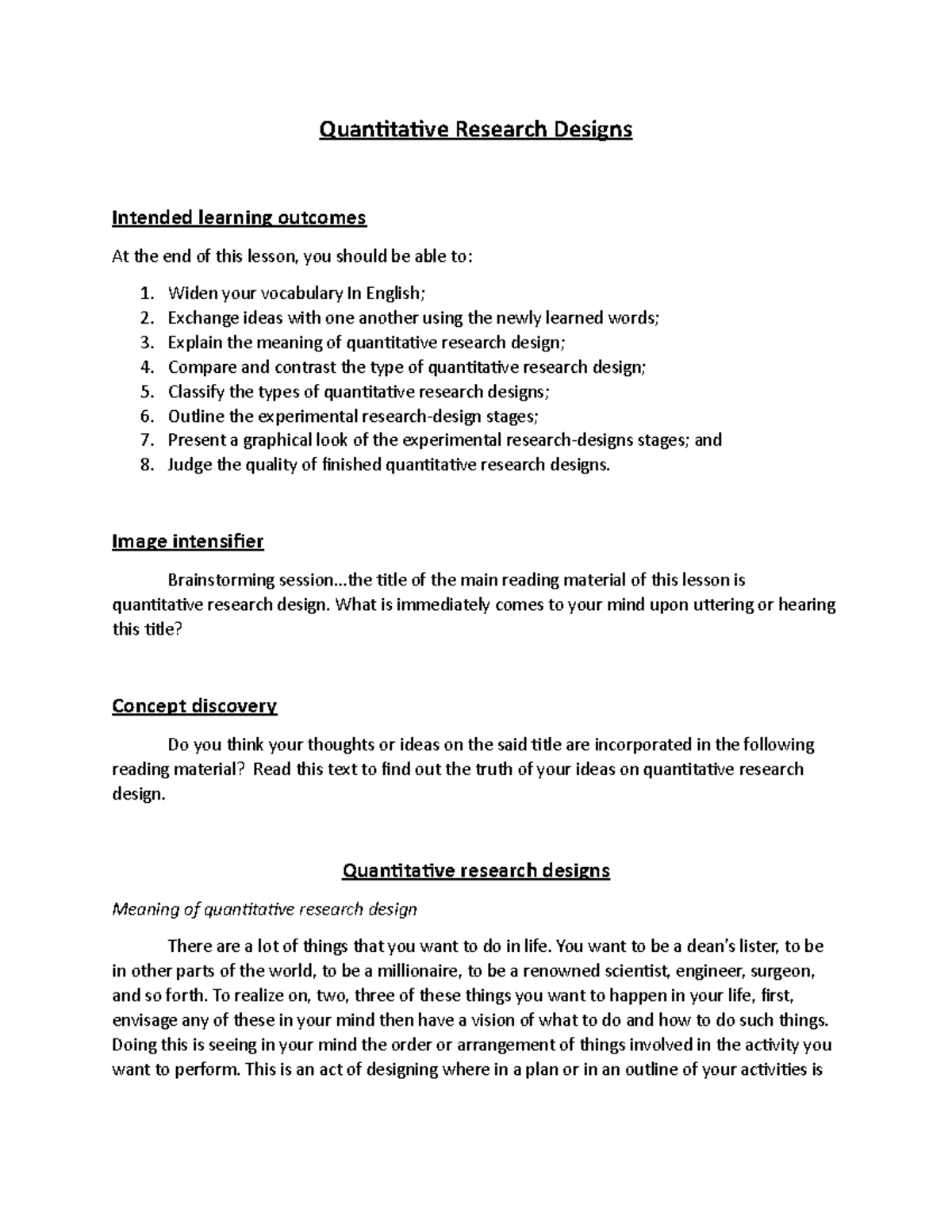 Writen Output OF Quantitative Research Design BY JOHN JAKE, AND Mariel ...