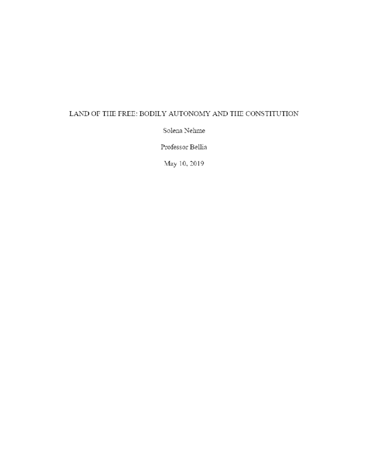 Bodily Autonomy AND THE Constitution HIST 441 Studocu