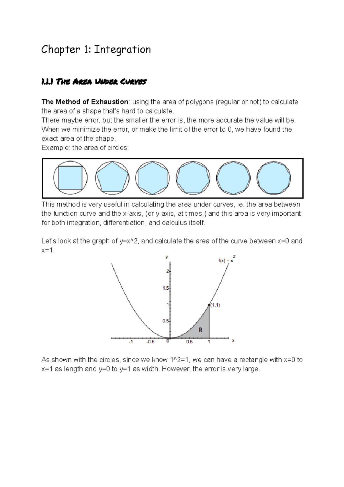 MATH 138 - Lecture notes 1.1-6.4 - Chapter 1: Integration 1.1 The Area ...