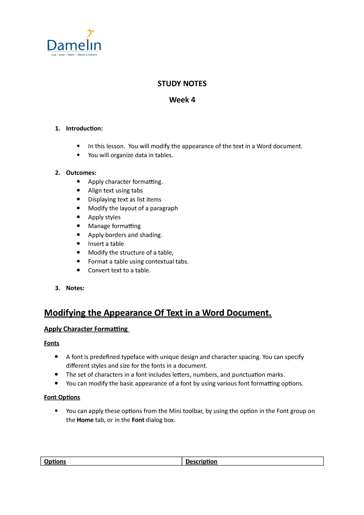 modifying-the-appearance-of-text-in-a-word-document-study-notes-week