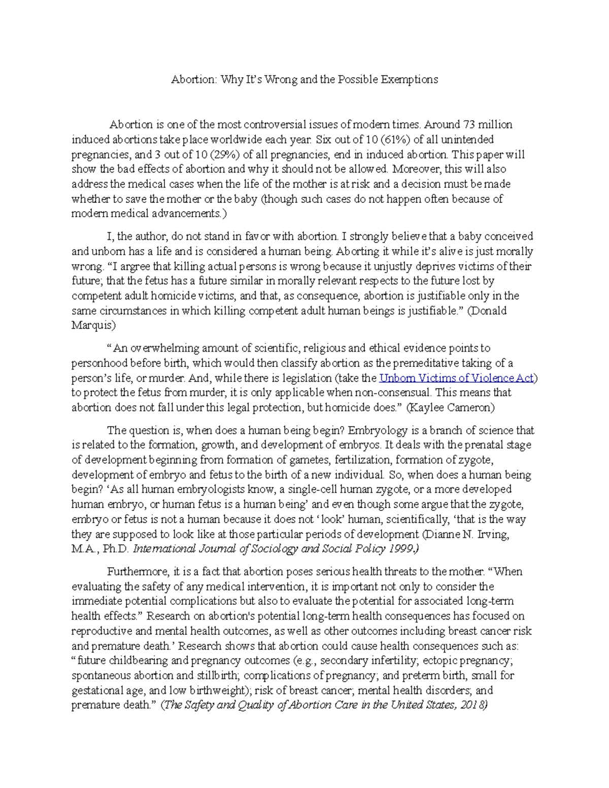 Position paper - essay on why abortion is wrong - Abortion: Why It’s ...
