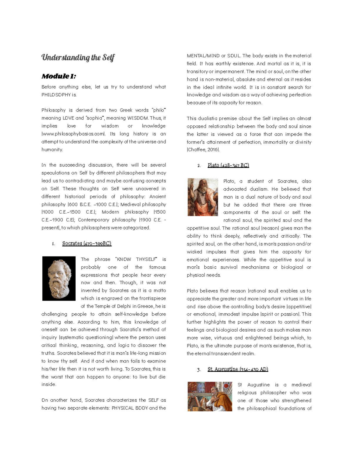 UTS - Midterm notes - Understandin th Self Module 1: Before anything ...