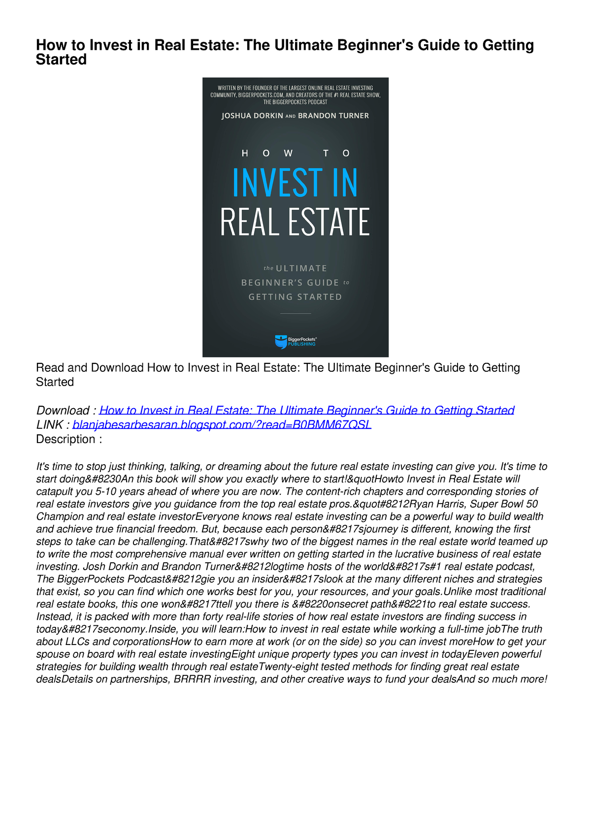 [PDF] DOWNLOAD EBOOK How To Invest In Real Estate: The Ultimate ...