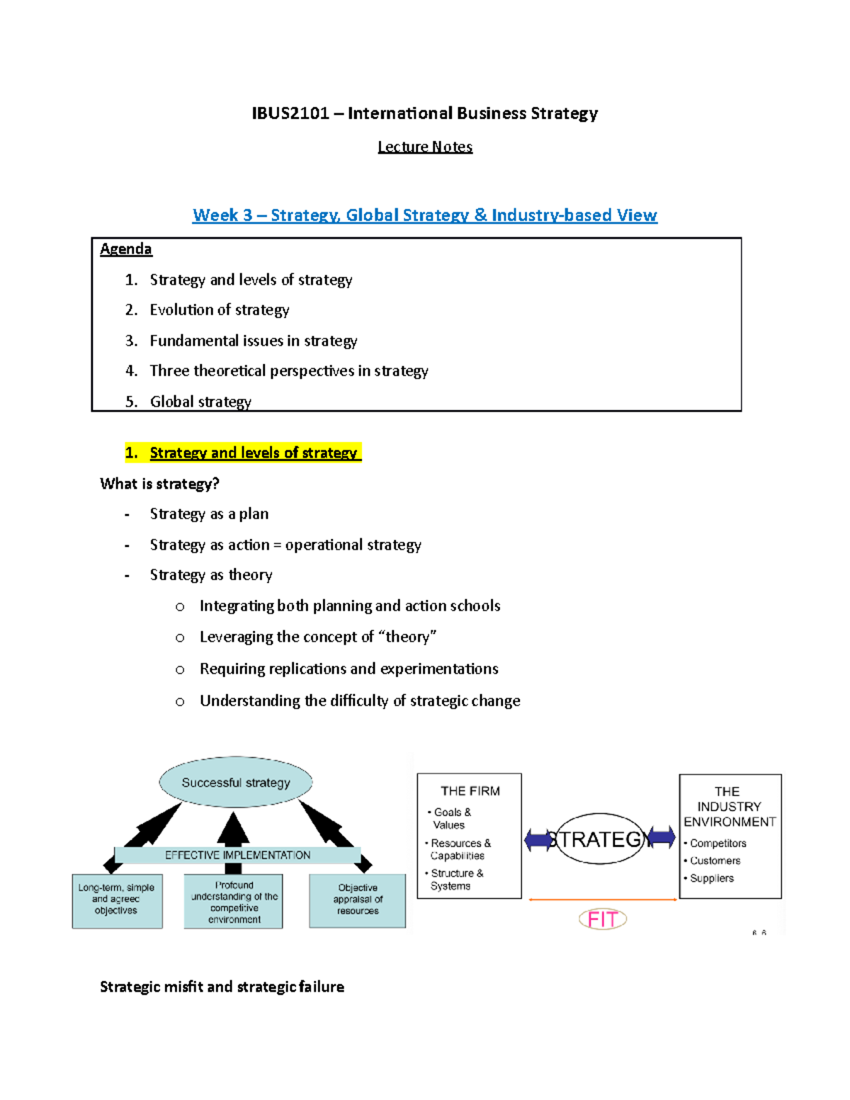 26100 Lect notes - IBUS2101 – International Business Strategy Lecture ...