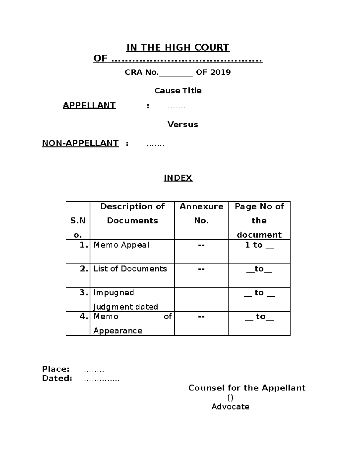 Criminal appeal draft for students IN THE HIGH COURT OF Studocu