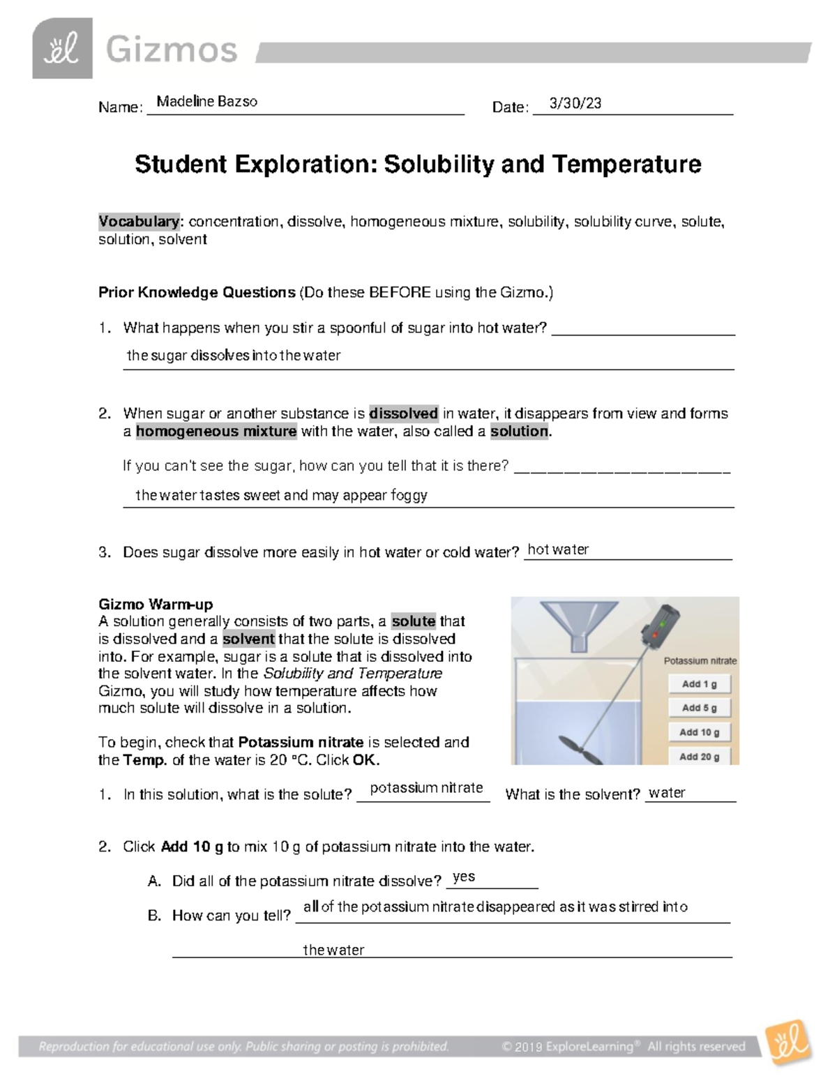 - Gizmo Solubility Temperature - Name ...