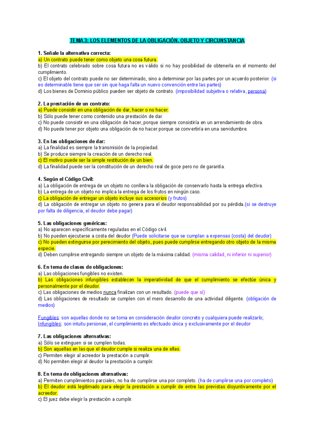 bateria preguntas TEMA 3 - TEMA 3: LOS ELEMENTOS DE LA OBLIGACIÓN ...