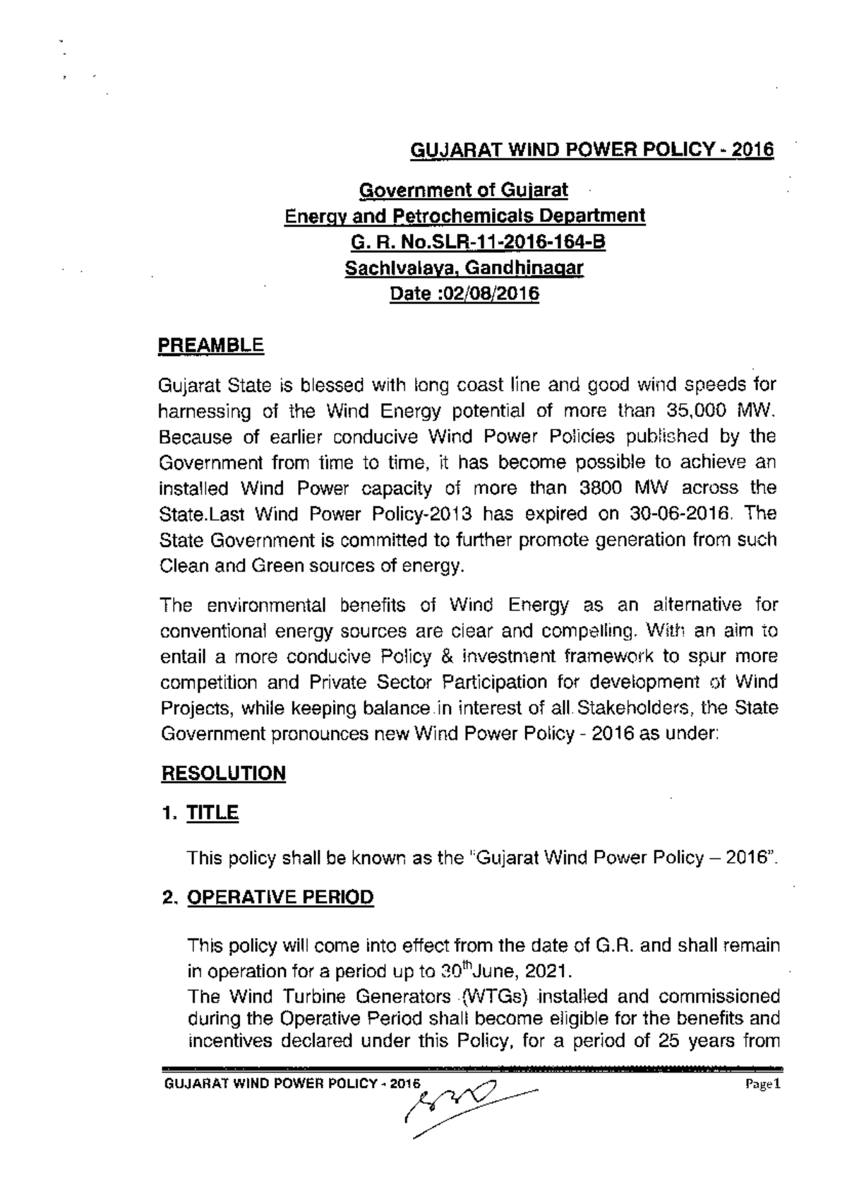 Gujarat Wind Power Policy2016 Studocu