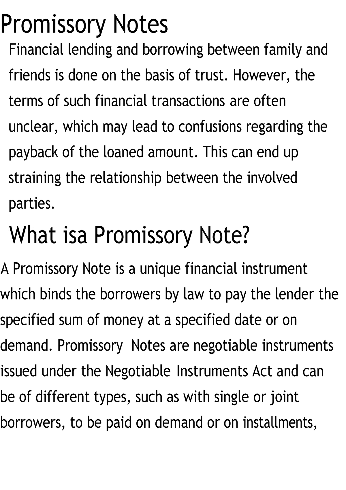 Promissory Note - Promissory Notes Financial lending and borrowing ...