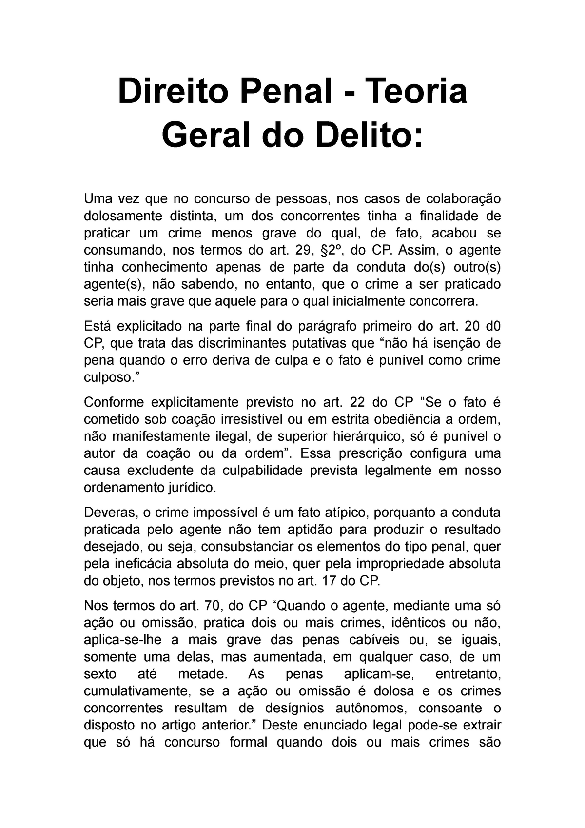 Direito Penal - Teoria Geral Do Delito - Direito Penal - Teoria Geral ...