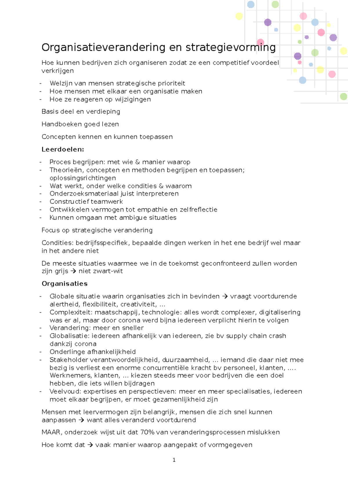 Organisatieverandering En Strategievorming - Samenvatting ...