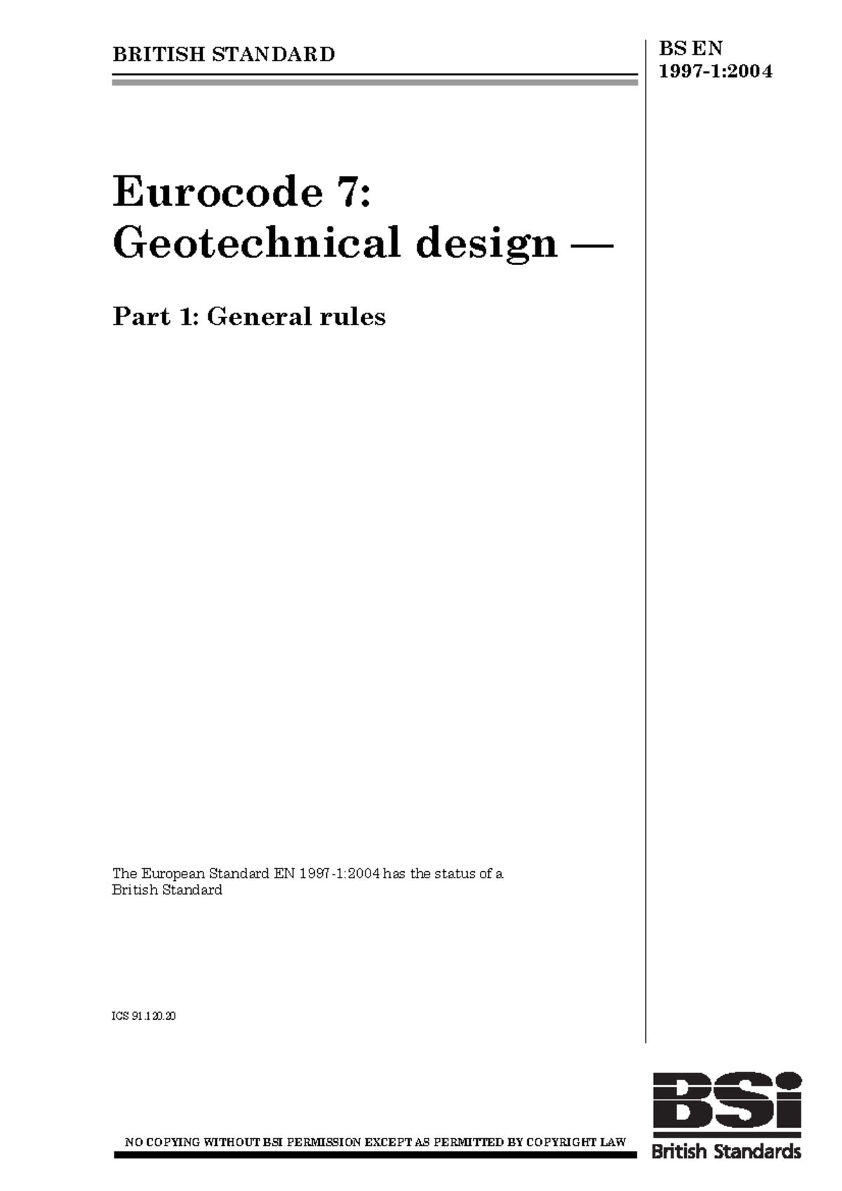 BSEN19971 E 2004 BRITISH STANDARD BS EN 19971 Eurocode 7