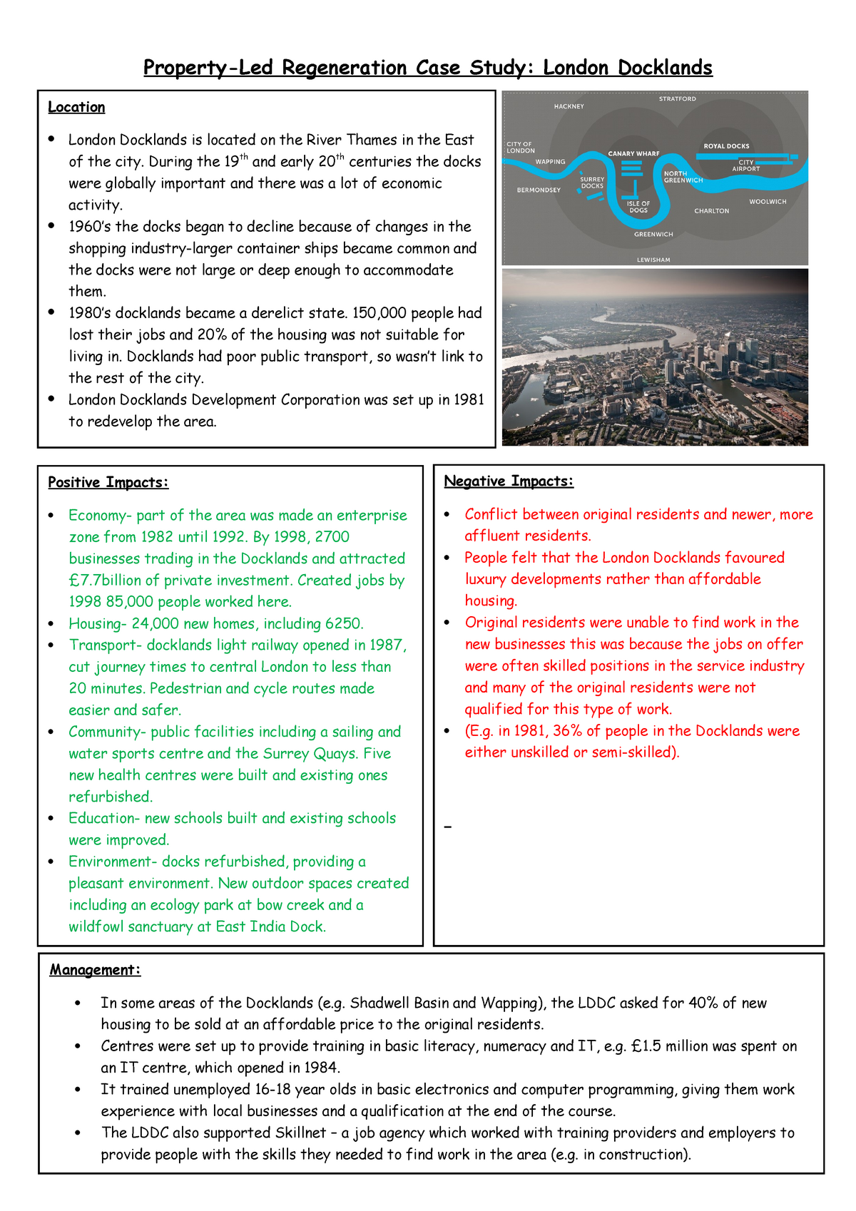 london docklands case study geography a level