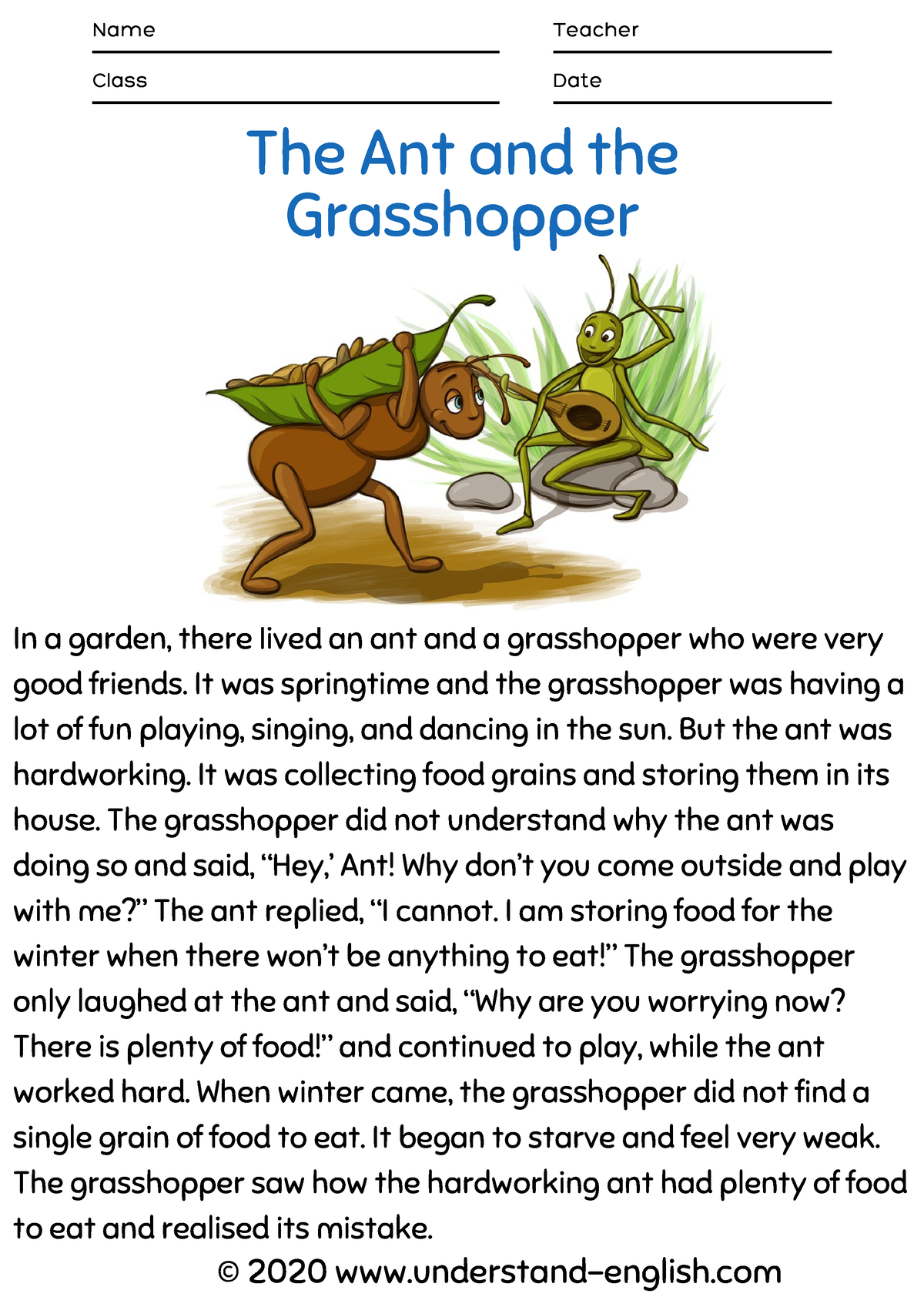 Short Moral Stories For Kids - In a garden, there lived an ant and a ...