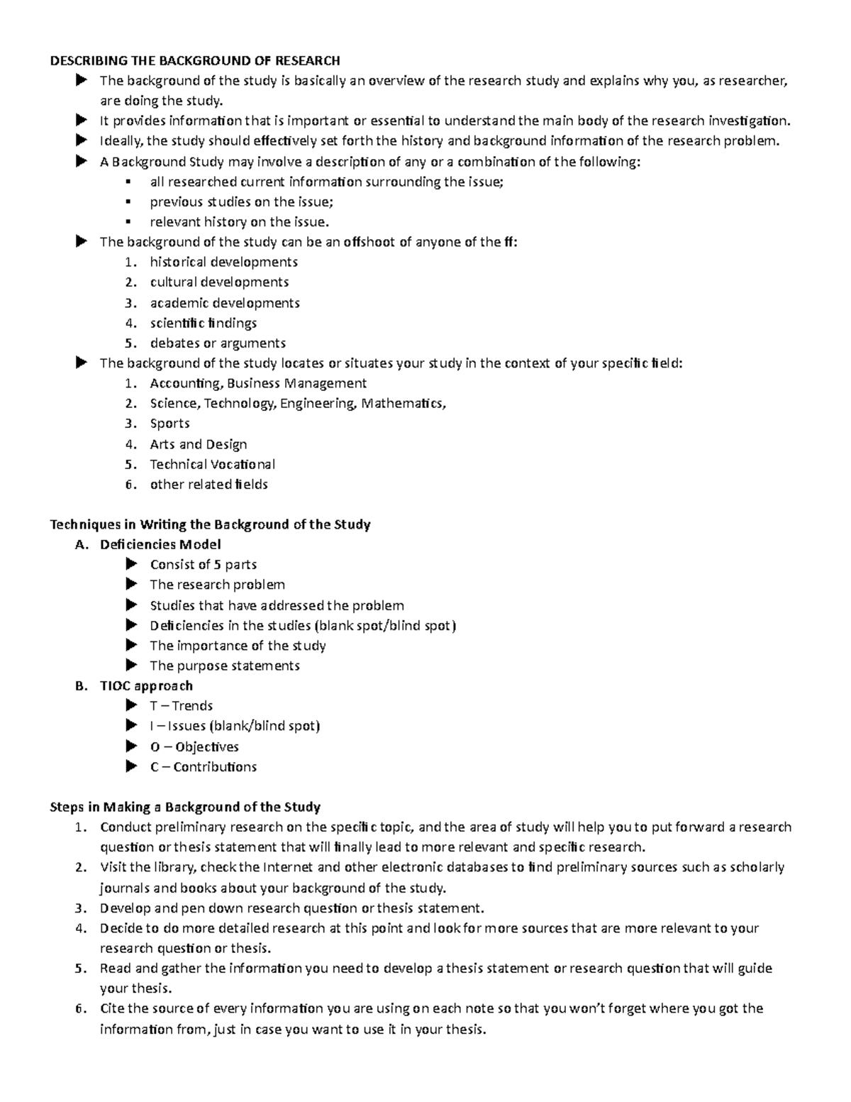 Background OF Research DESCRIBING THE BACKGROUND OF RESEARCH The