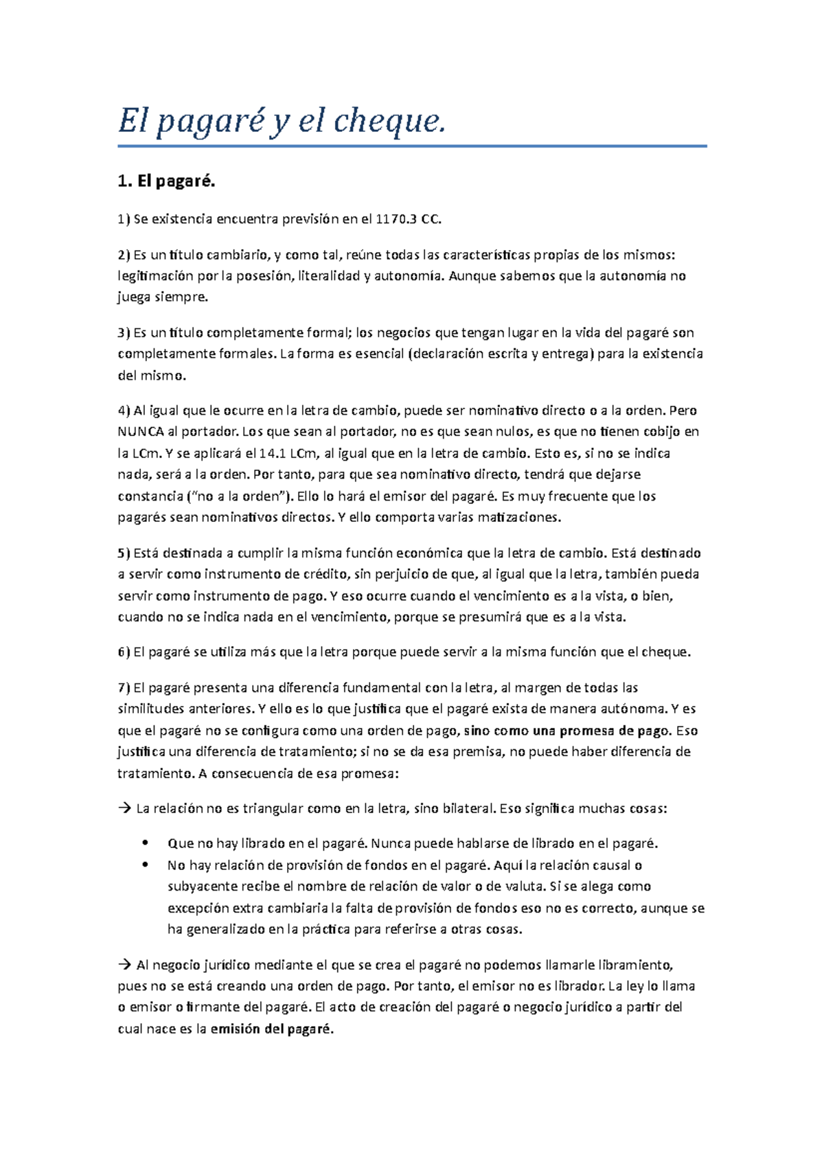 Tema 3 El Pagaré Y El Cheque El Pagaré Y El Cheque 1 El Pagaré Se Existencia Encuentra 7147