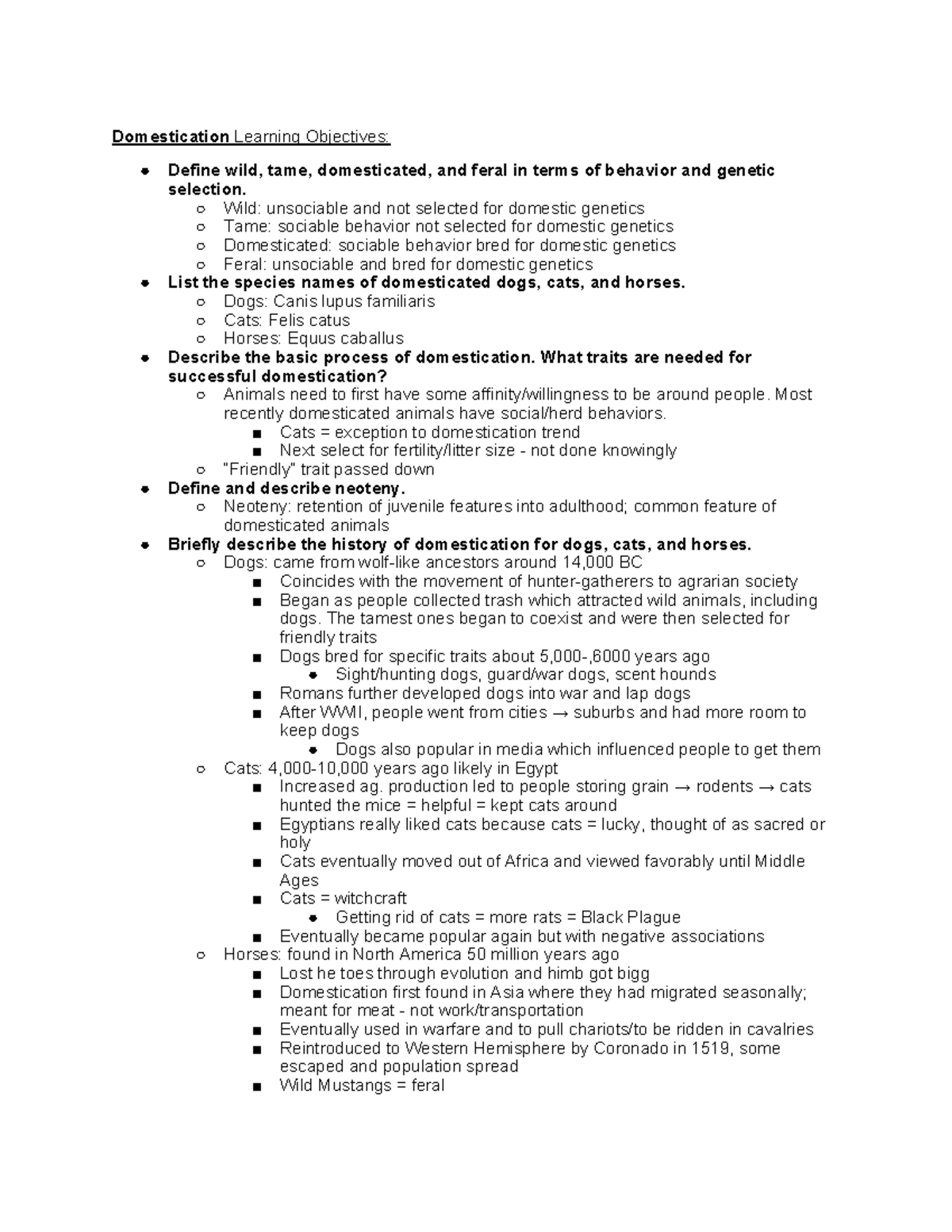 1 Domestication Domestication Learning Objectives Define wild, tame, domesticated, and