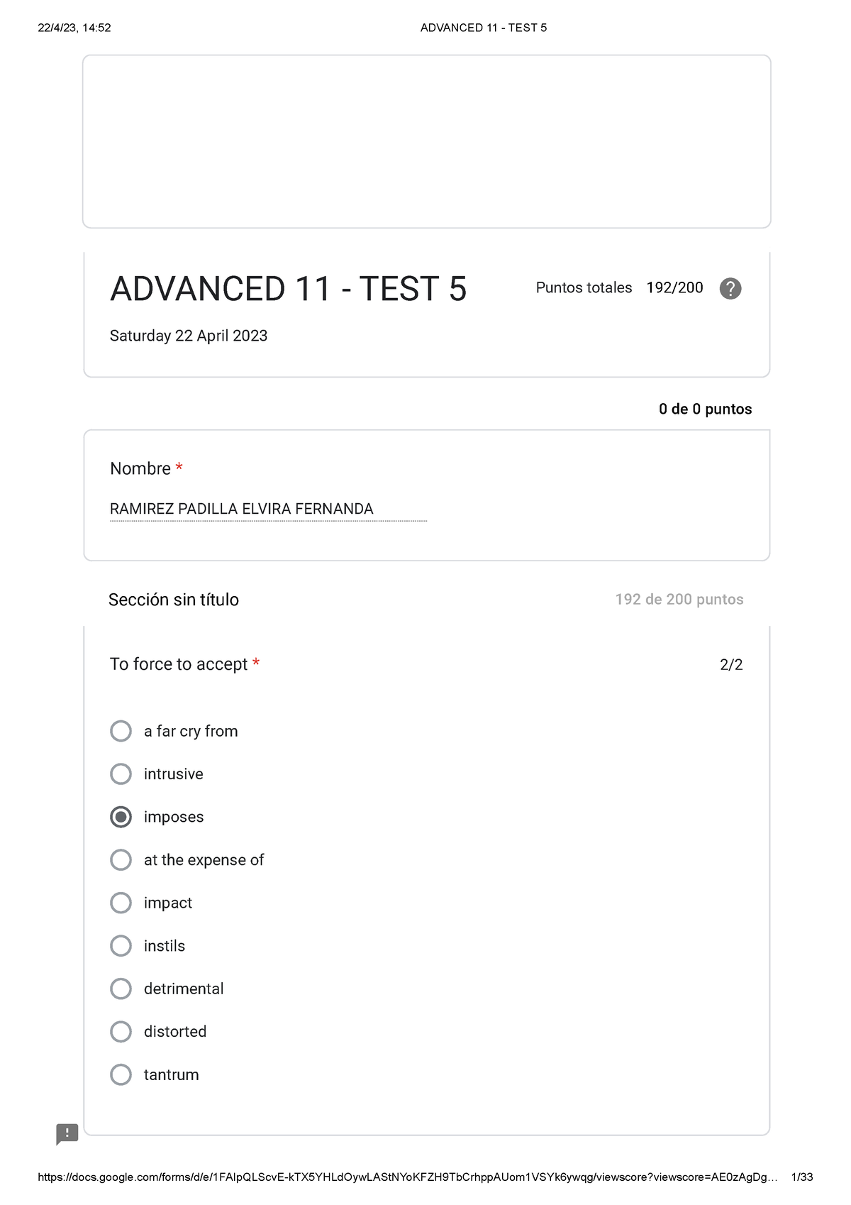 Advanced 11 - TEST 5 - ASDFASDF - - Studocu