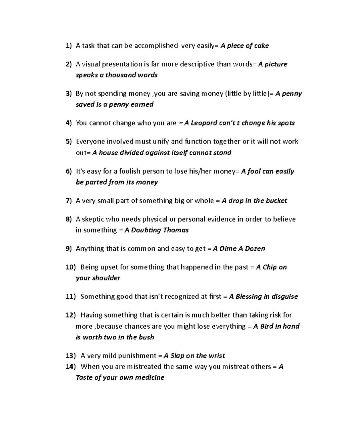 Idioms and Phrases - Lecture notes 15 - 1) A task that can be ...