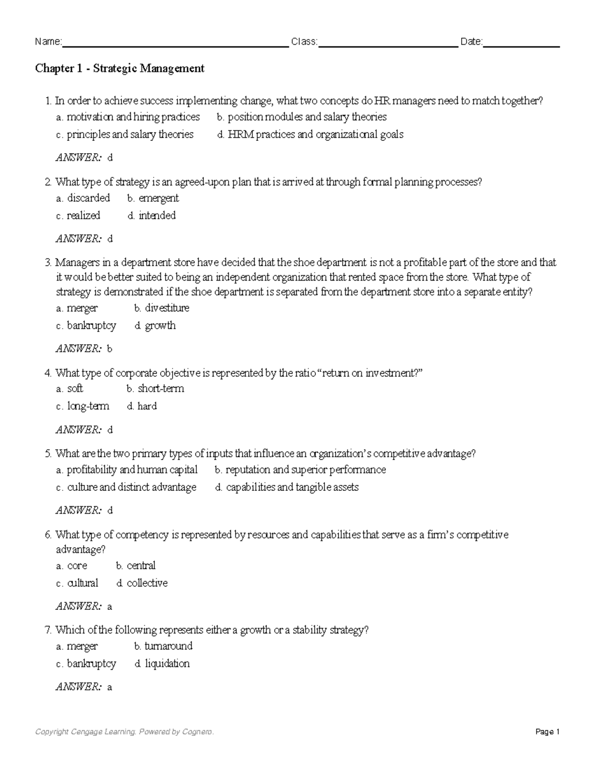 Chapter 1 Strategic Management - - Studocu