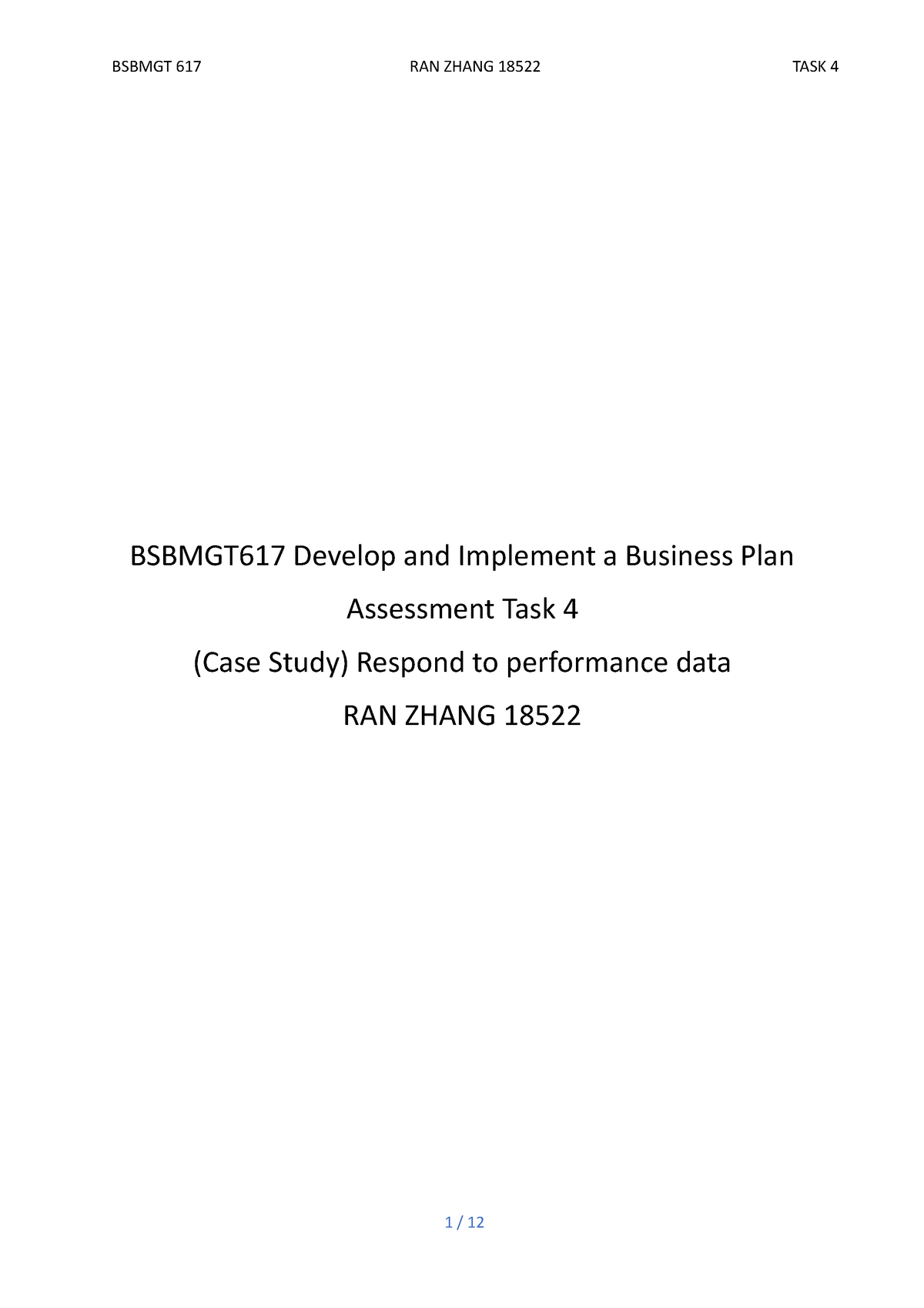 bsbmgt617 develop & implement a business plan
