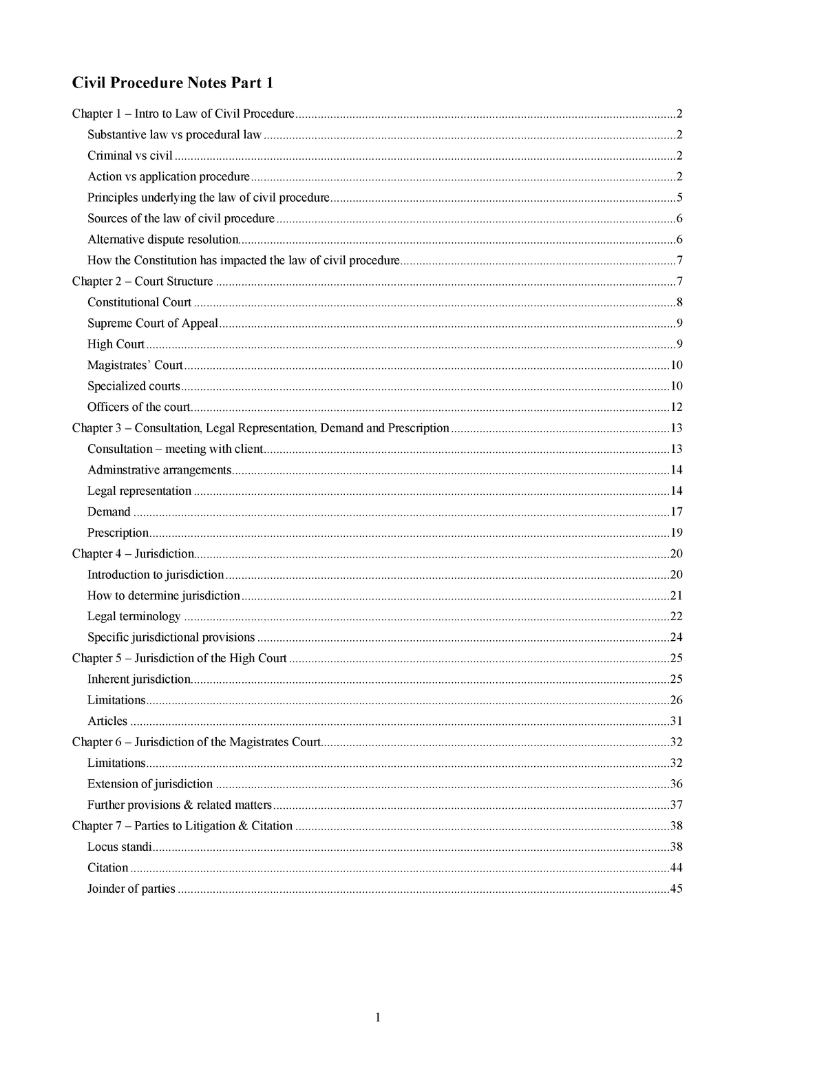 Civil Notes Part 1 - Civil Procedure Notes Part Chapter 1 – Intro To ...