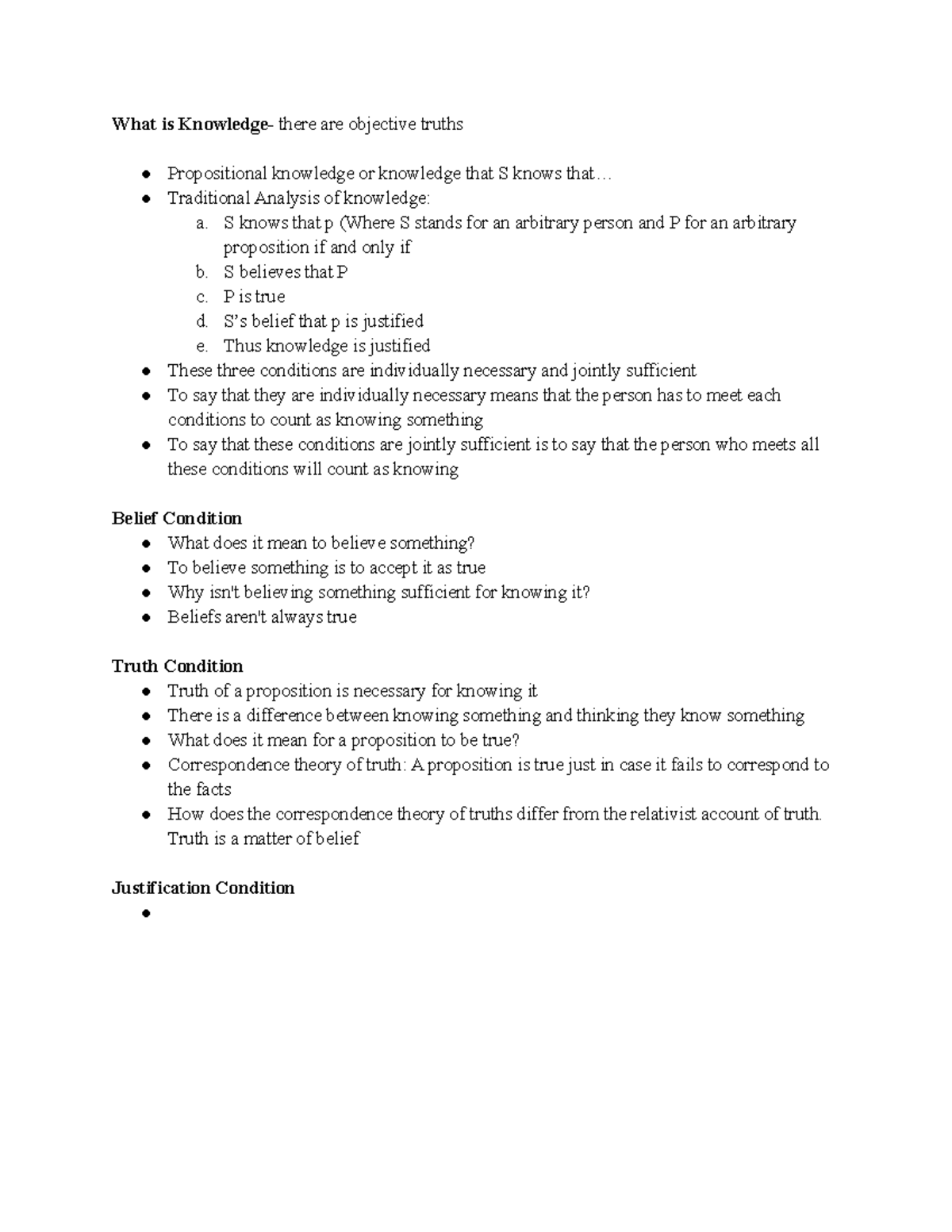 2 8 22 Lecture Notes What is Knowledge there are objective truths