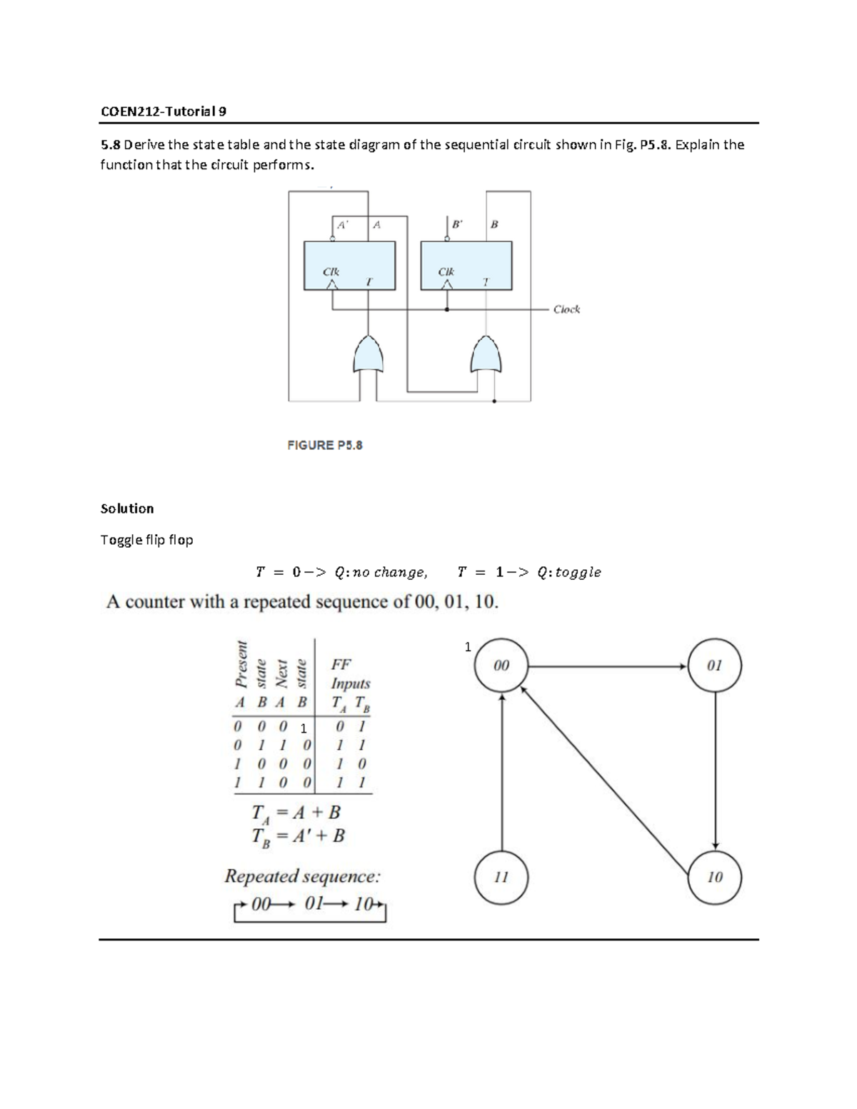 Tutorial+9-COEN212 - Week 9 - COEN212-Tutorial 9 5 Derive the state ...