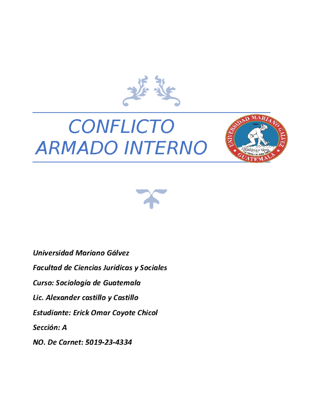 Conflicto Armado Sociologia - CONFLICTO ARMADO INTERNO Universidad ...