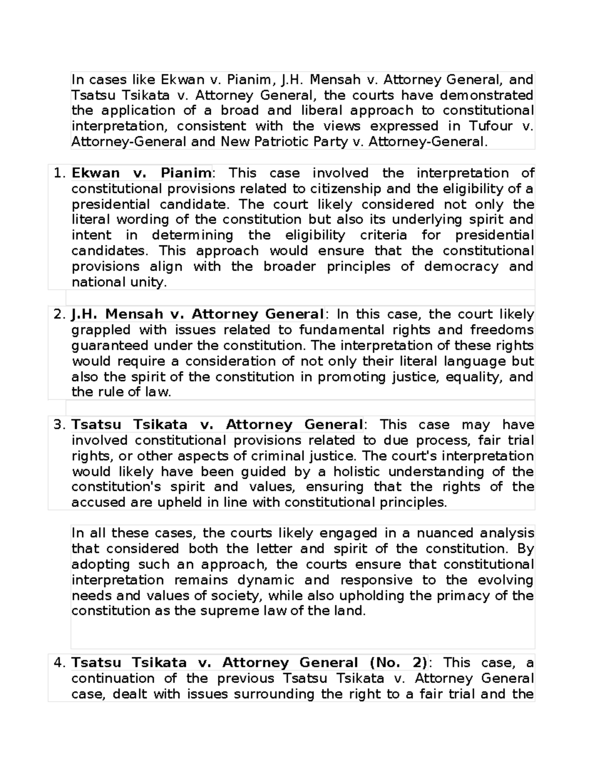 In cases about the letter and the spirit of the constitution - In cases ...