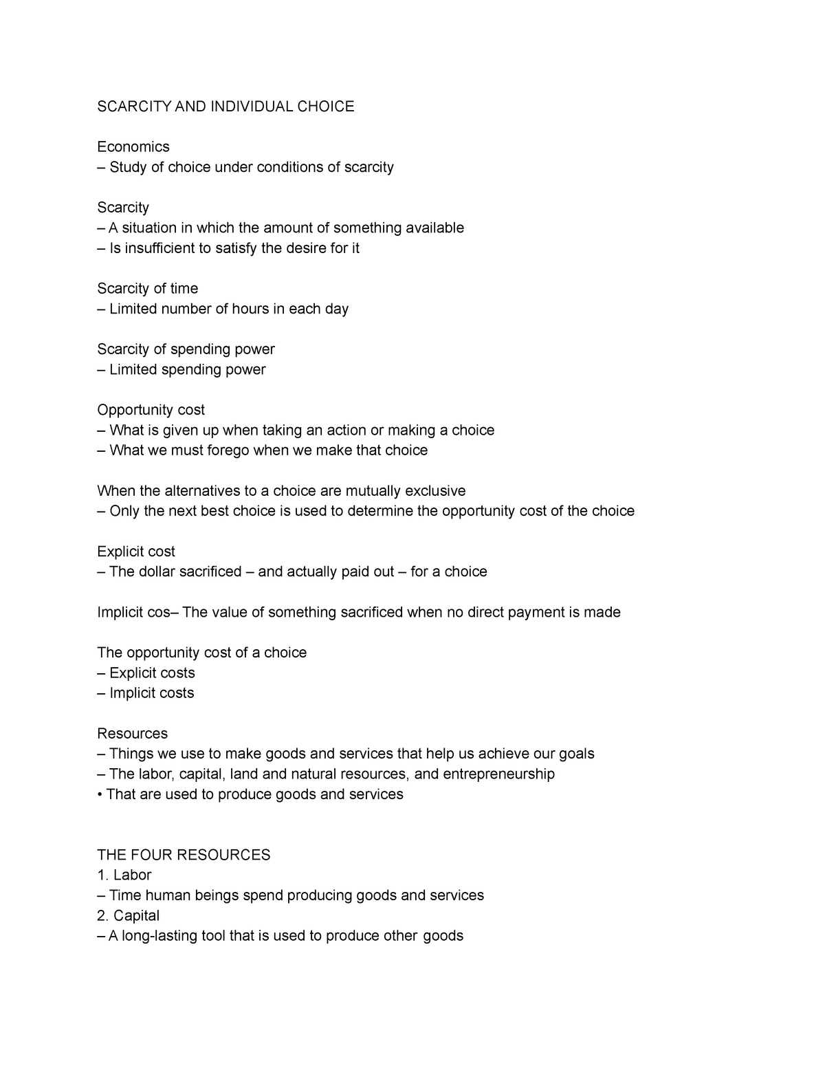 introduction-to-economics-notes-scarcity-and-individual-choice