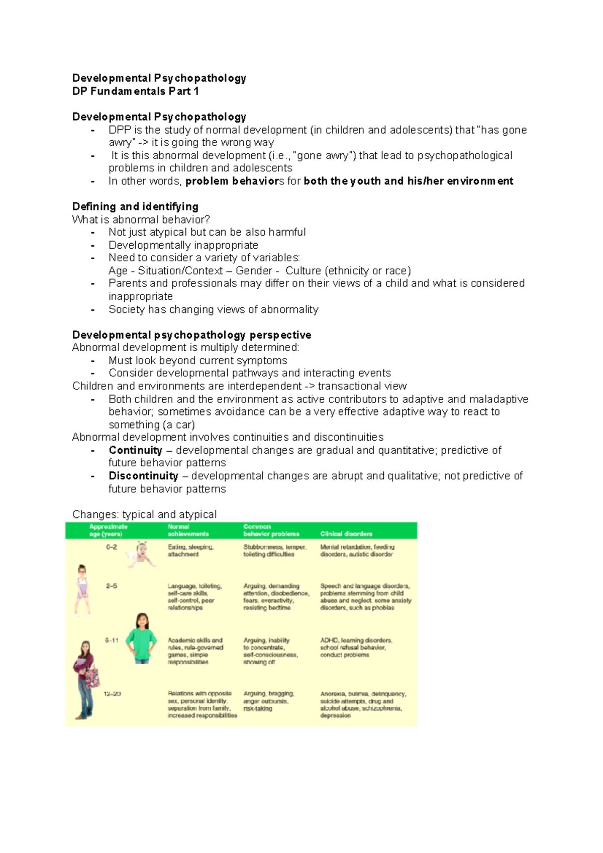 Hoorcolleges Developmental Psychopathology - UU - Studeersnel