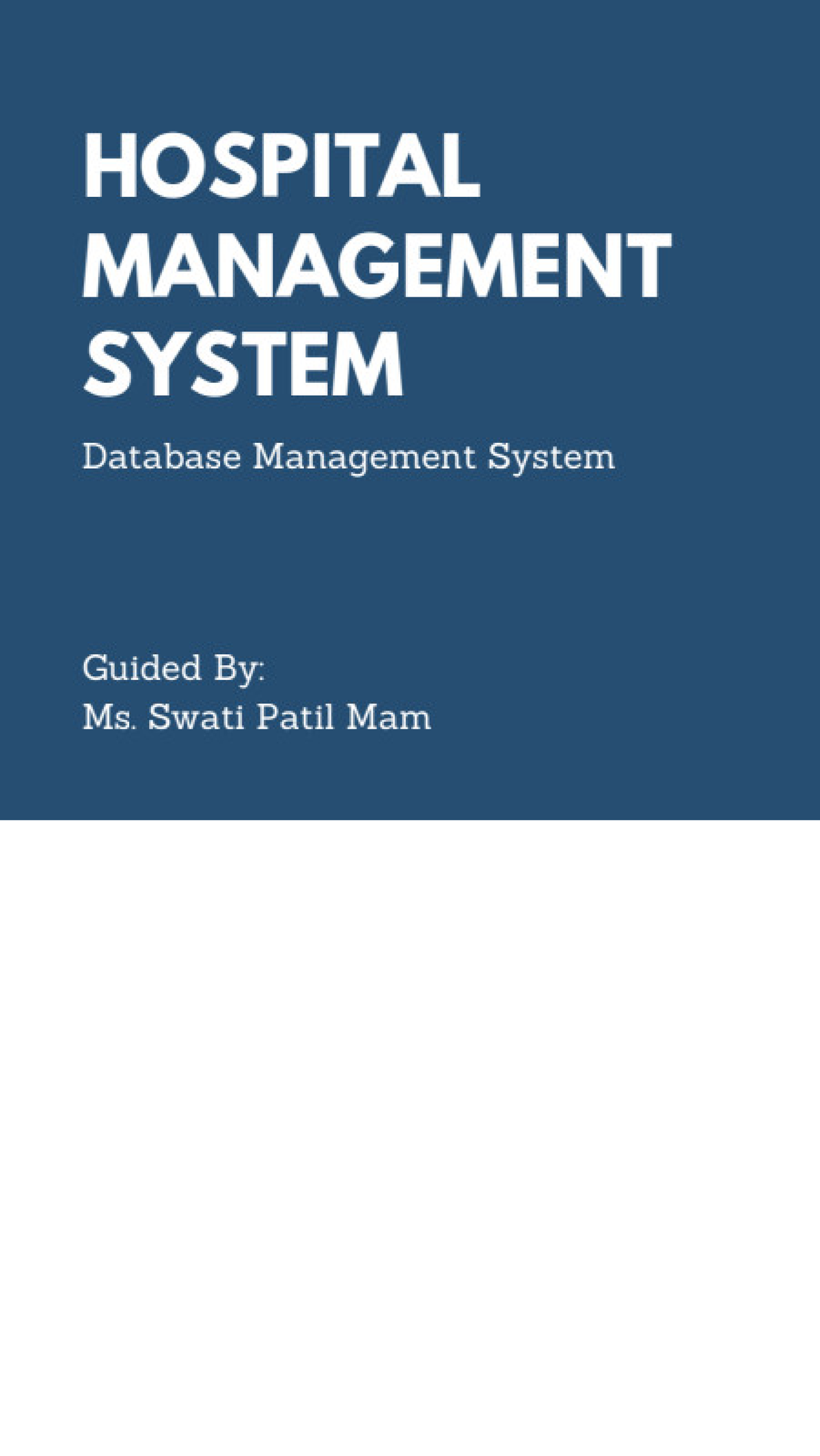 Hms-project-ppt 1600 pdf - HOSPITAL MANAGEMENT SYSTEM Database ...