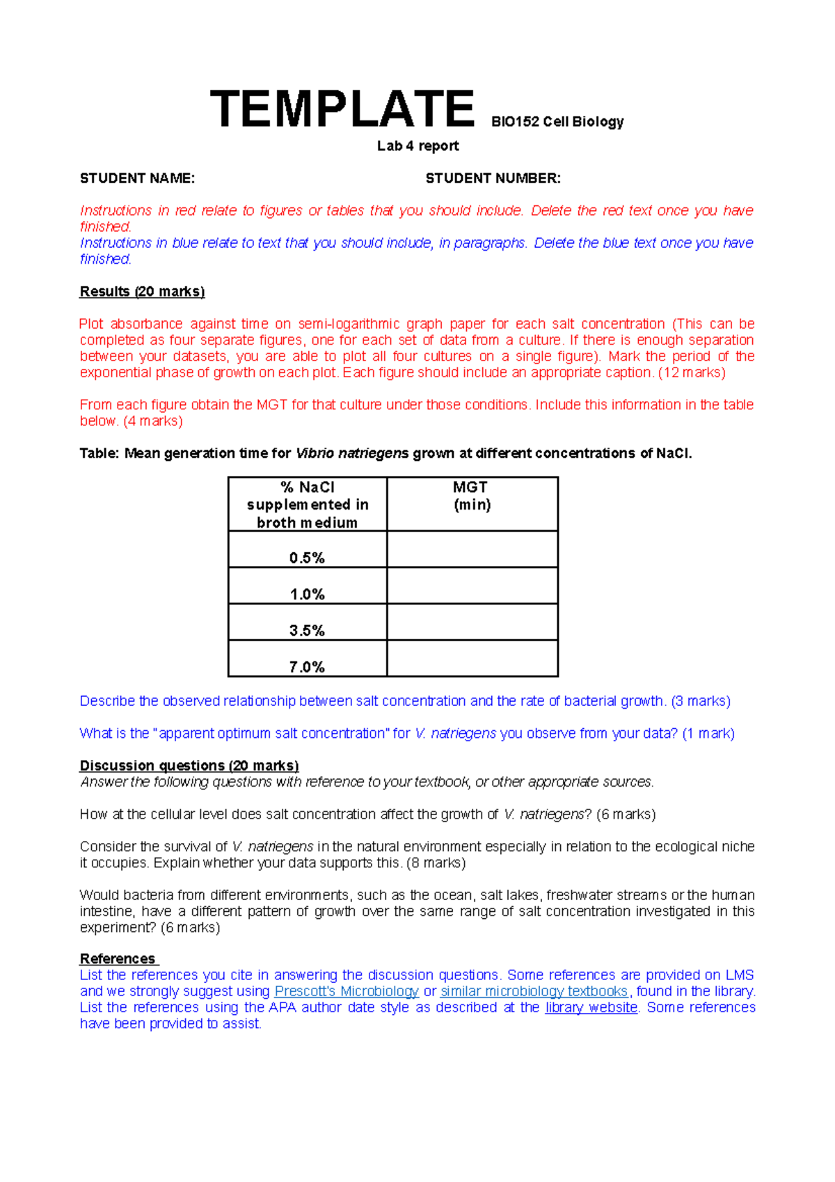 Template for Lab report 4 - TEMPLATE BIO152 Cell Biology Lab 4 report ...