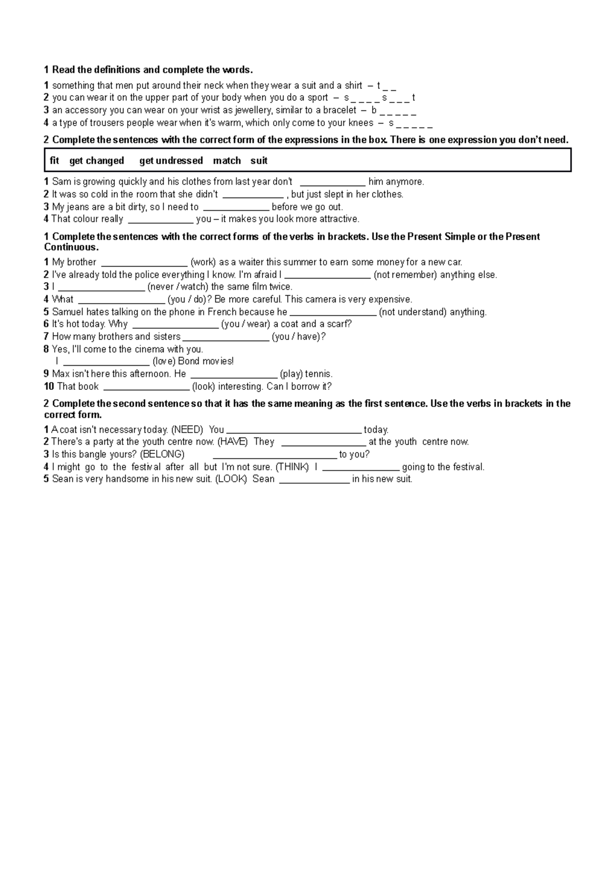 10-а(ср) - test work - 1 Read the definitions and complete the words. 1 ...