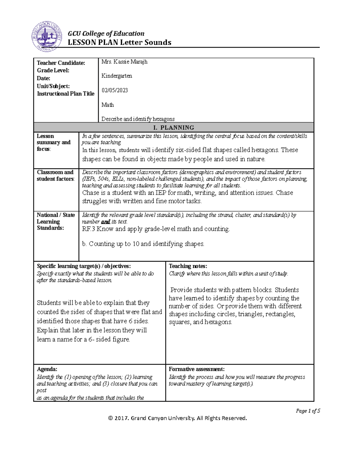 ECS-125-RS-Complete Lesson Plan Example - GCU College of Education ...