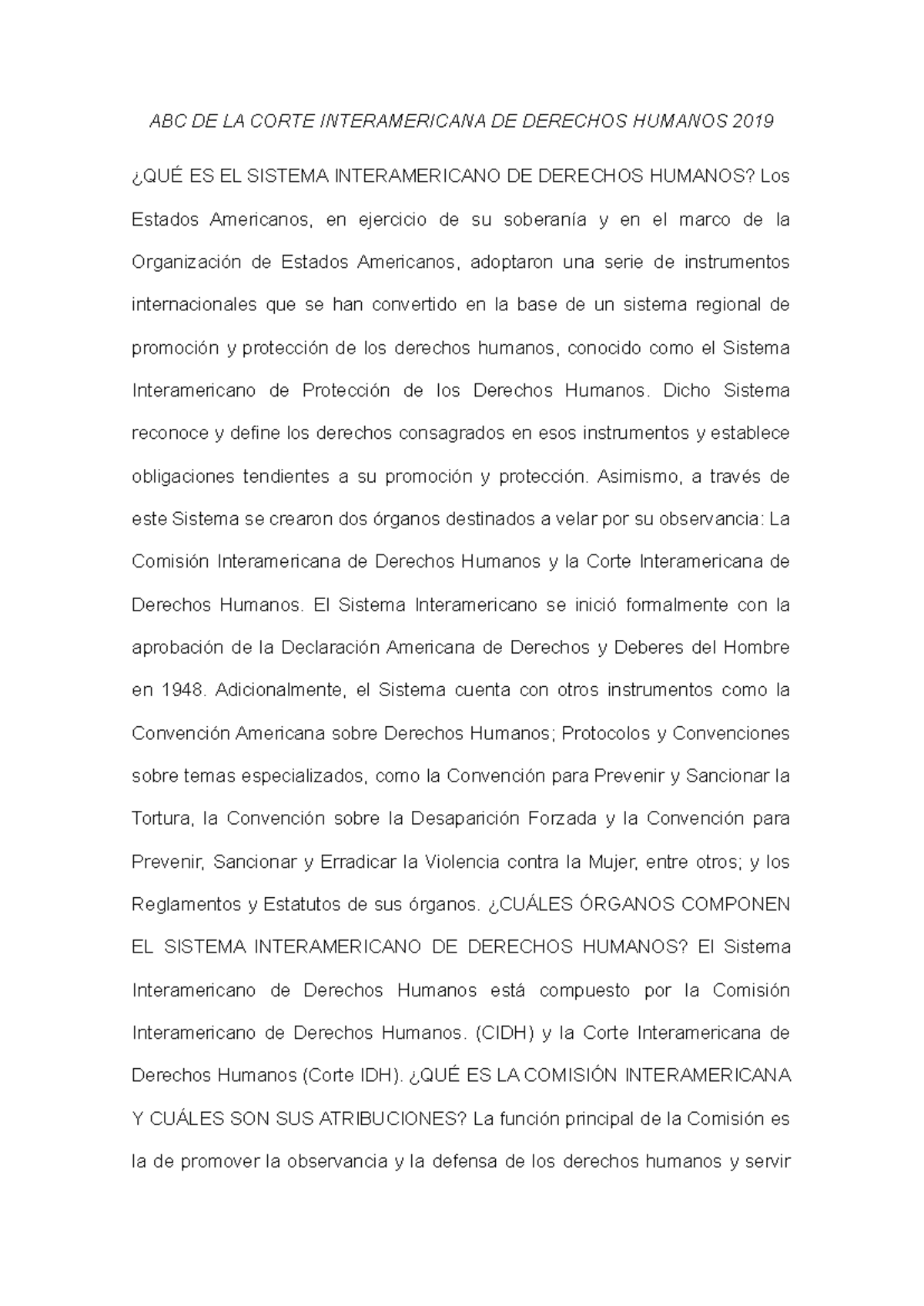 ABC DE LA CIDH - ABC de la corte - ABC DE LA CORTE INTERAMERICANA DE ...