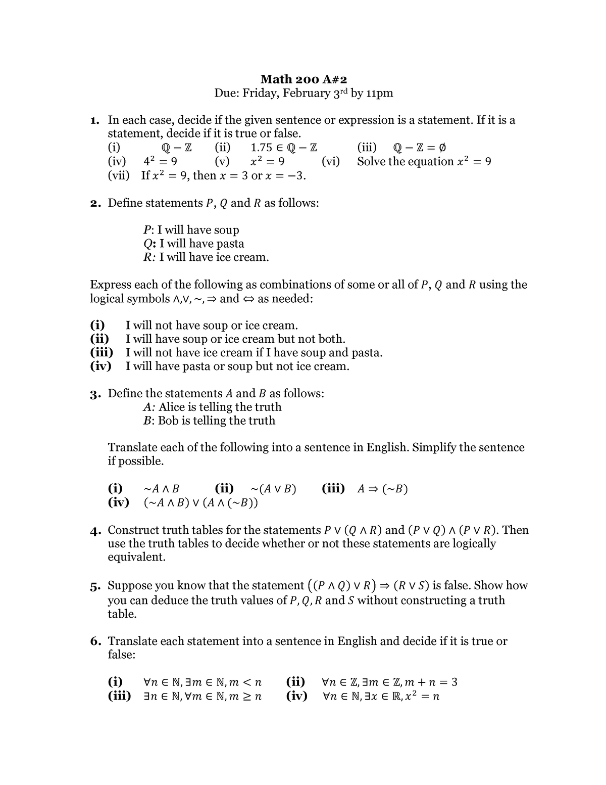 Math 200 Assignment 2 - Math 200 A# Due: Friday, February 3rd by 11pm ...