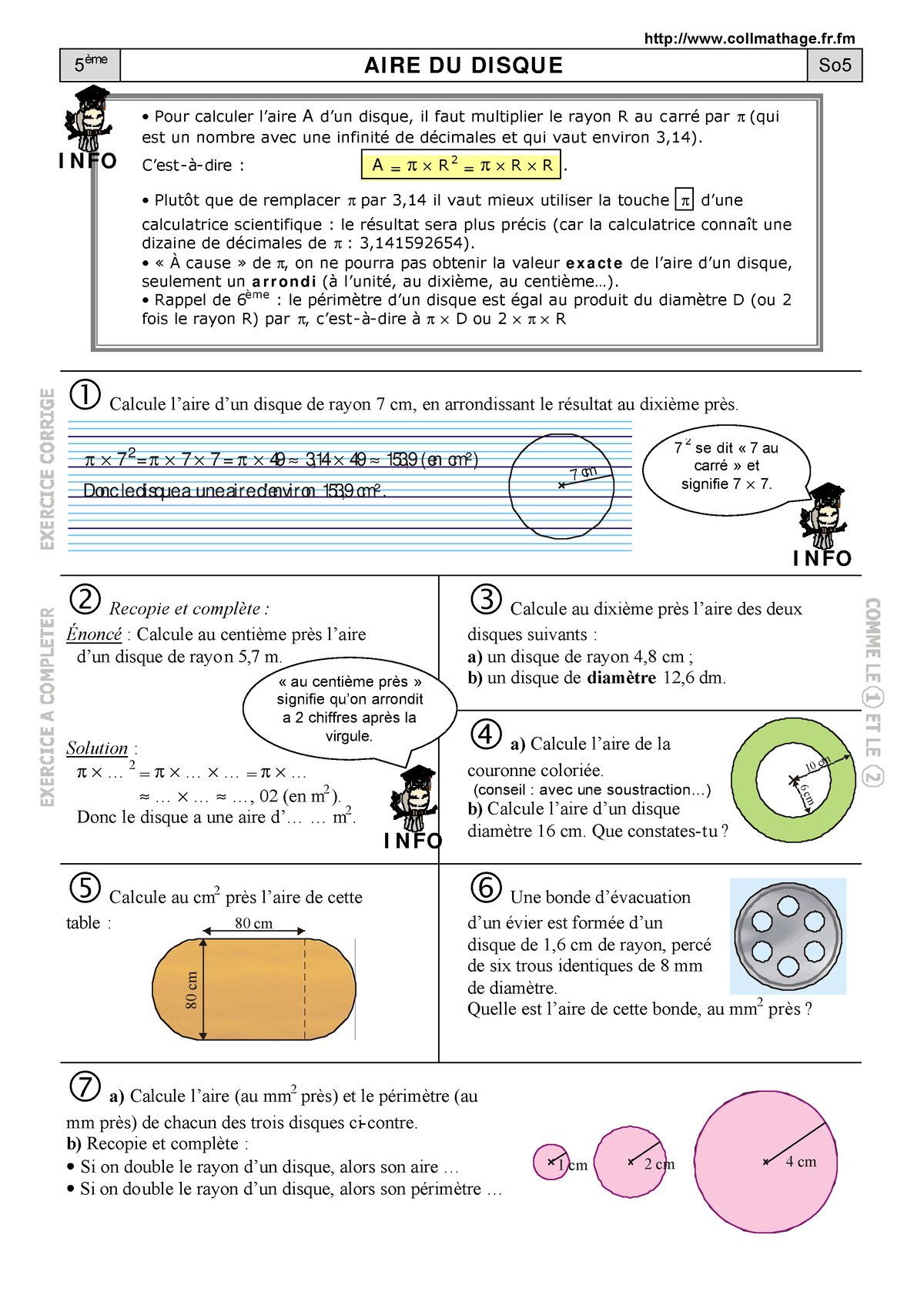 So5-disque - Leçon Et Aide Pour La Calculatrice Pour Calculer L'aire D ...