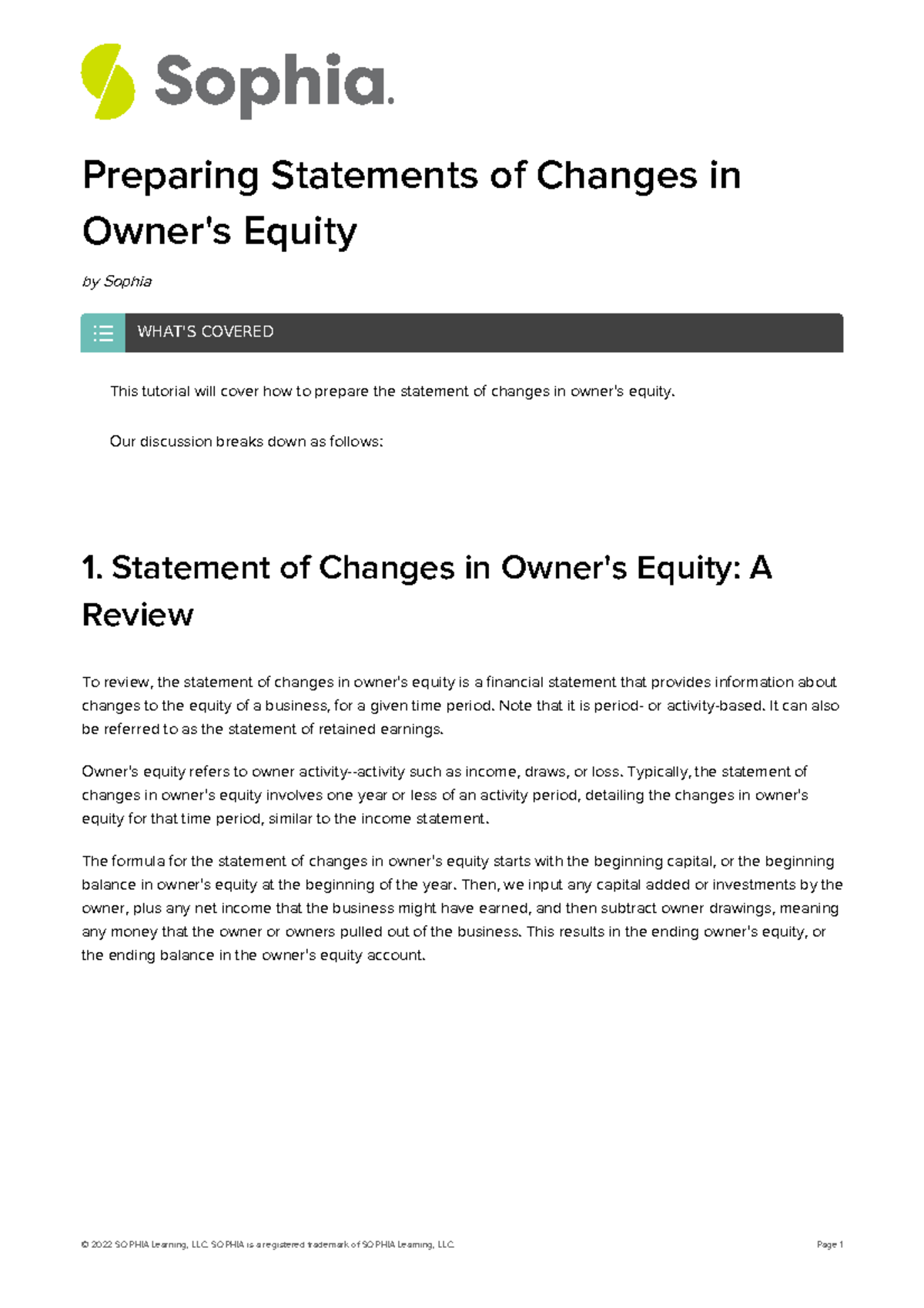 Preparing Statements Of Changes In Owners Equity 2 - Preparing ...